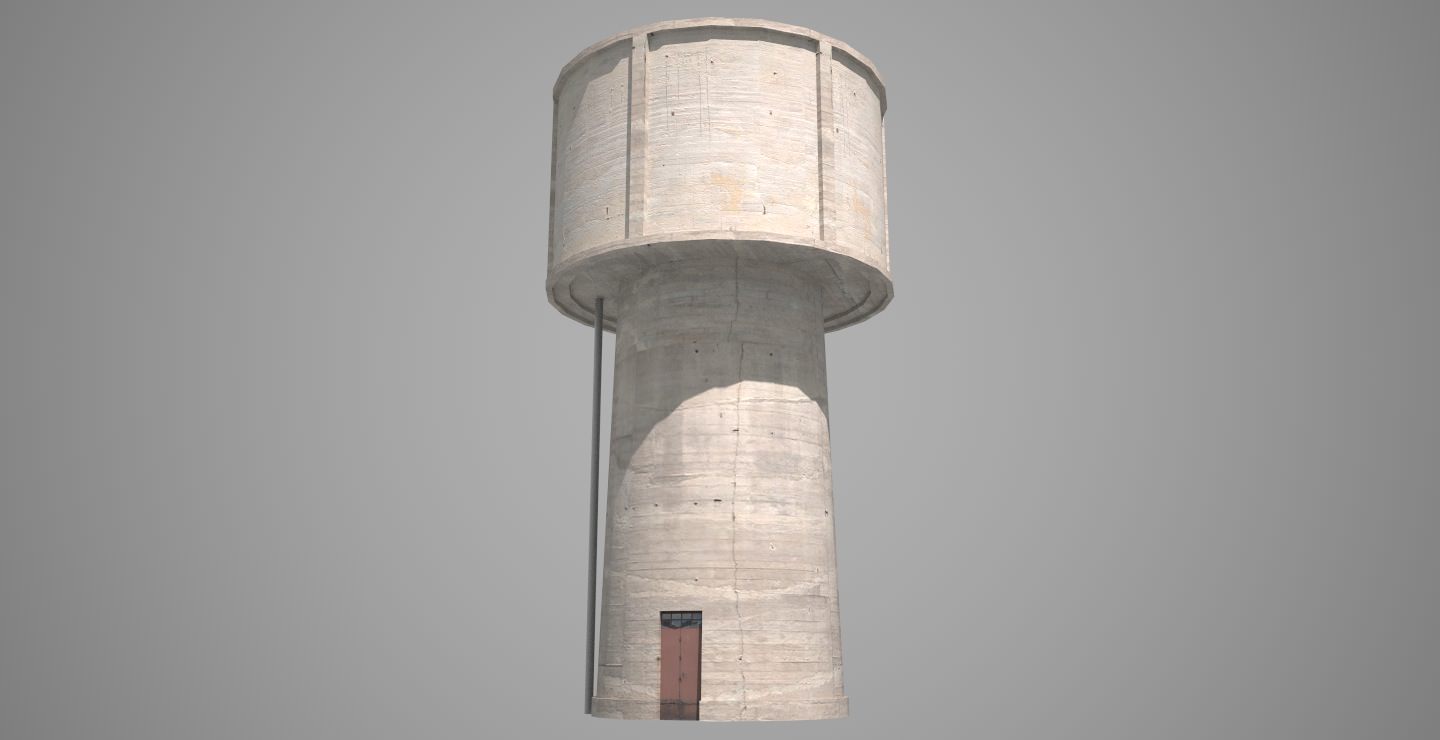 Water Tower Low-poly 3D model_1