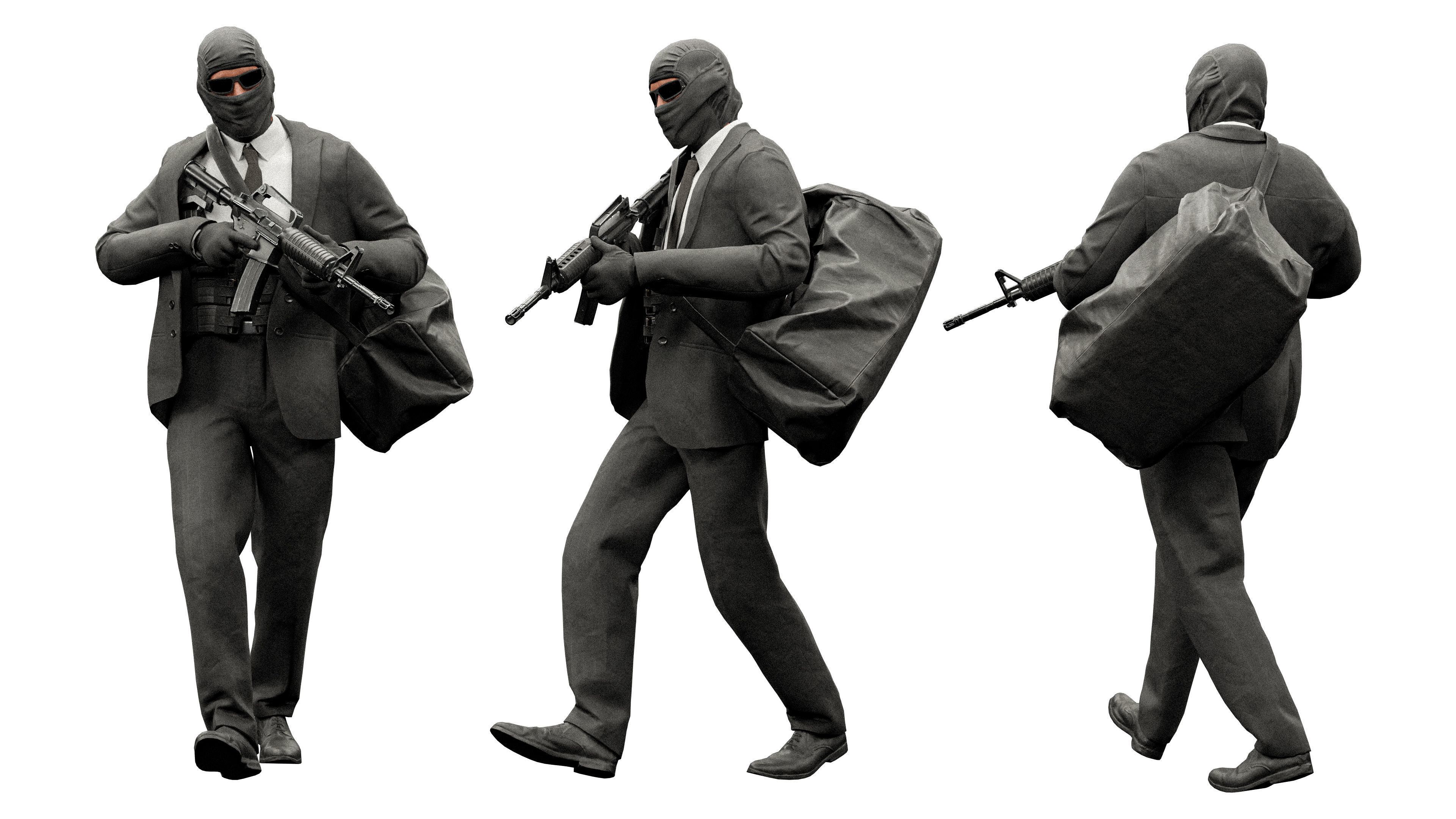 ROBBER CHARACTER RIGGED Low-poly 3D model_5