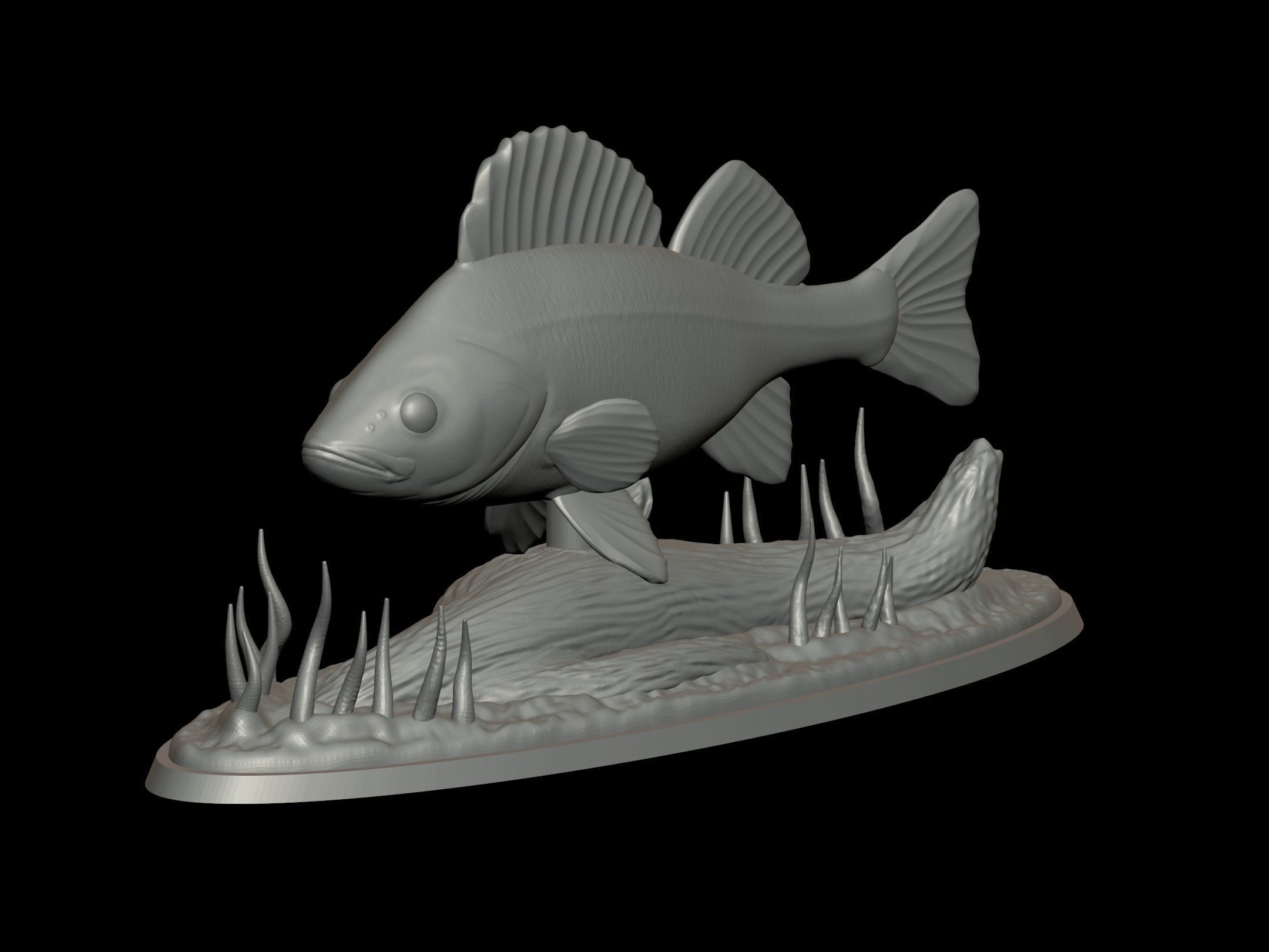 BIG PERCH UNDERWATER STATUE DETAILED TEXTURE FOR 3D PRINTING 3D print model_7