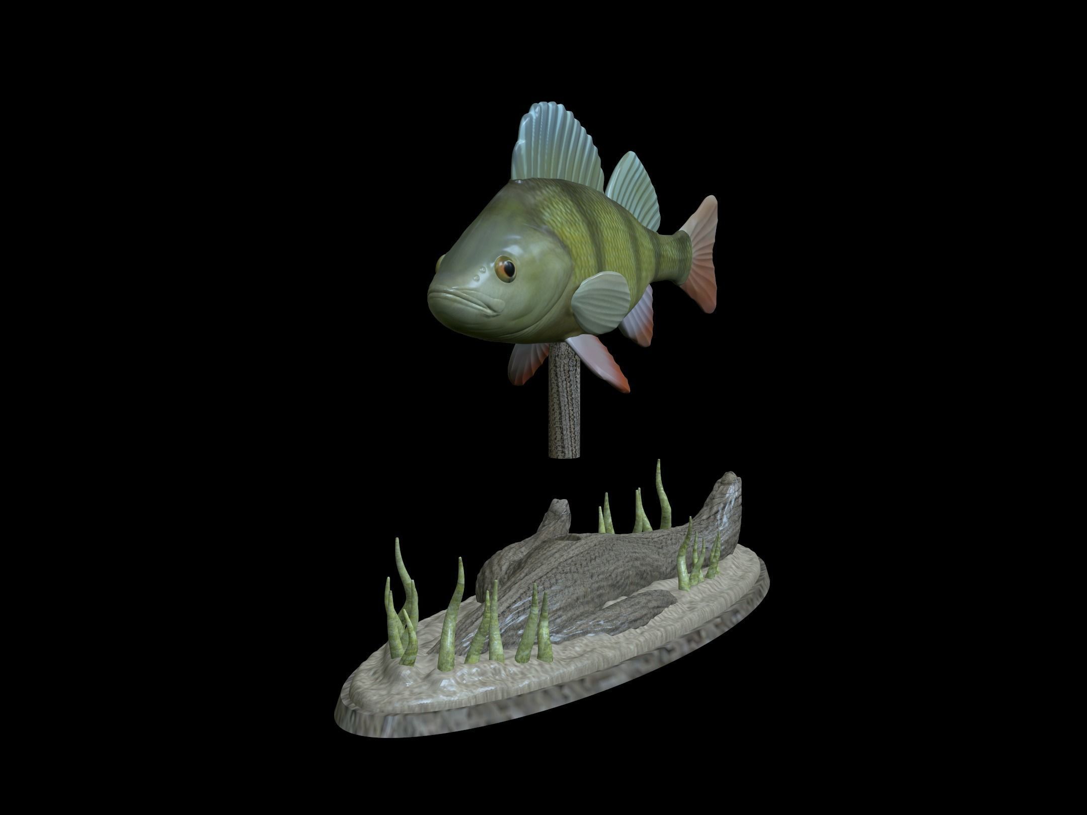 BIG PERCH UNDERWATER STATUE DETAILED TEXTURE FOR 3D PRINTING 3D print model_5