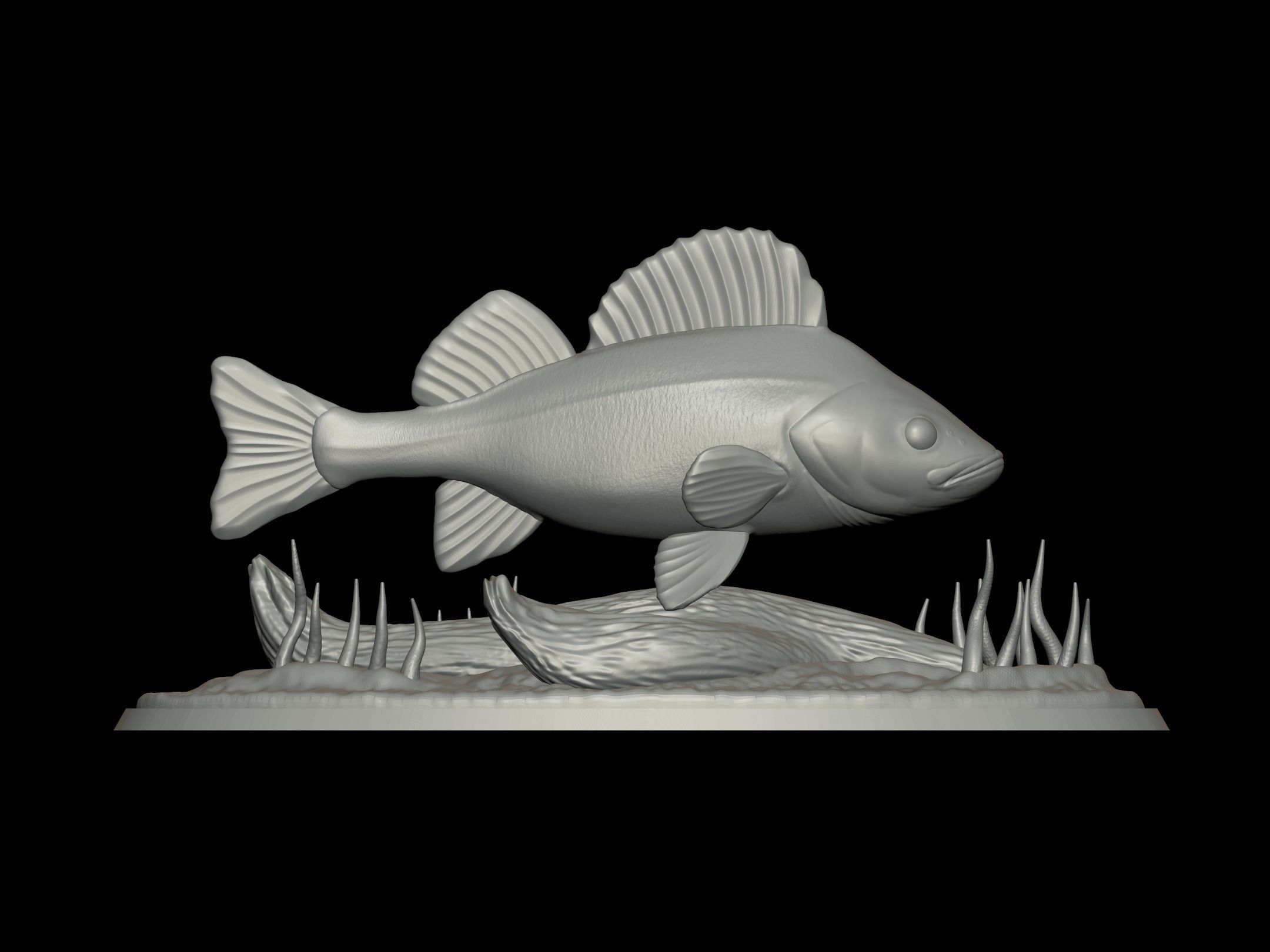 BIG PERCH UNDERWATER STATUE DETAILED TEXTURE FOR 3D PRINTING 3D print model_12