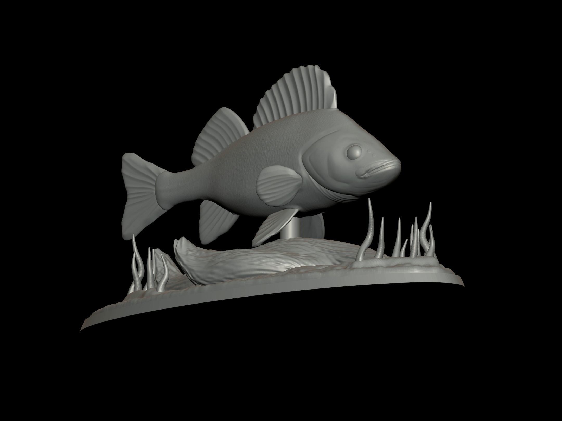 BIG PERCH UNDERWATER STATUE DETAILED TEXTURE FOR 3D PRINTING 3D print model_11