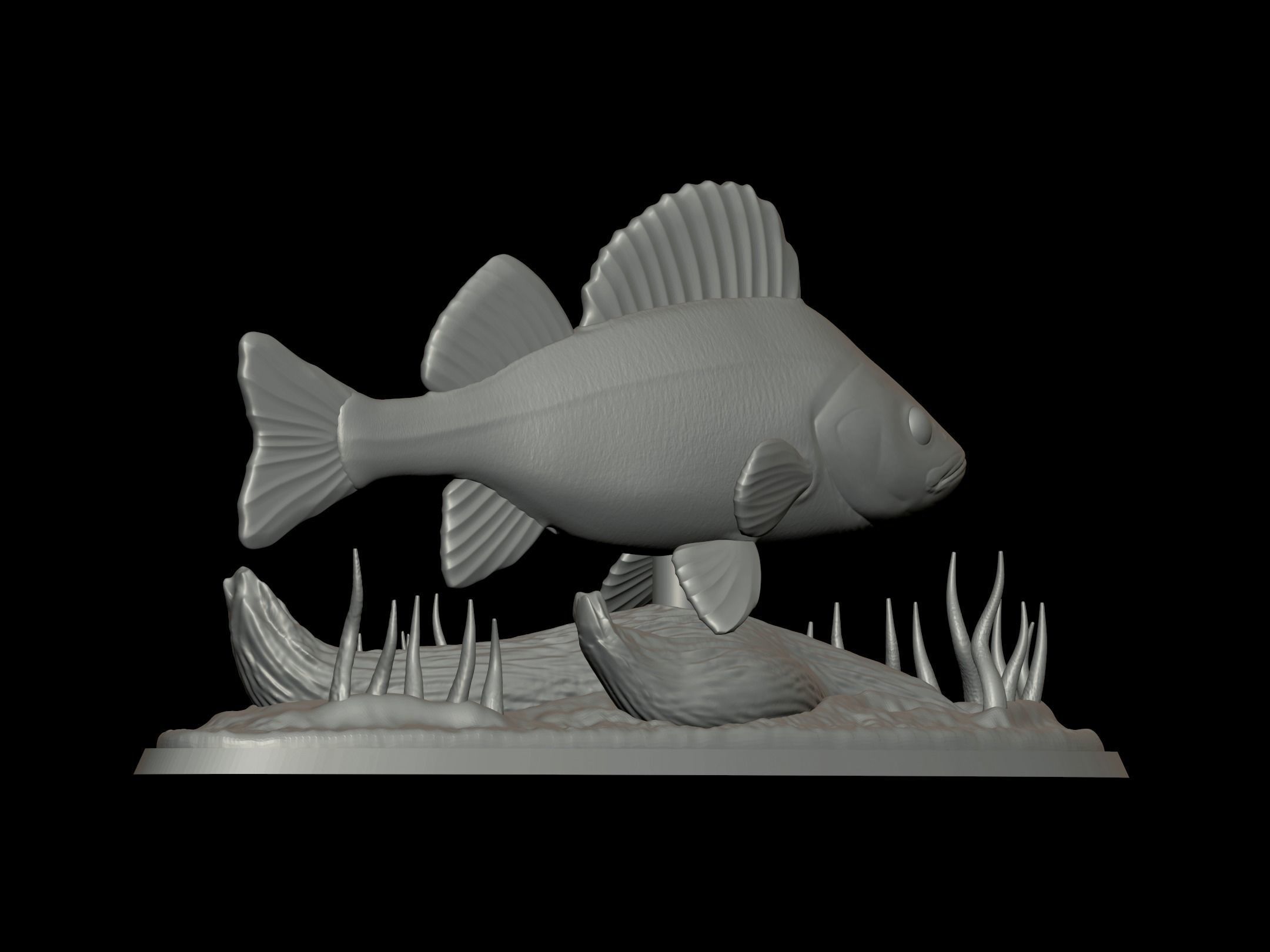 BIG PERCH UNDERWATER STATUE DETAILED TEXTURE FOR 3D PRINTING 3D print model_10