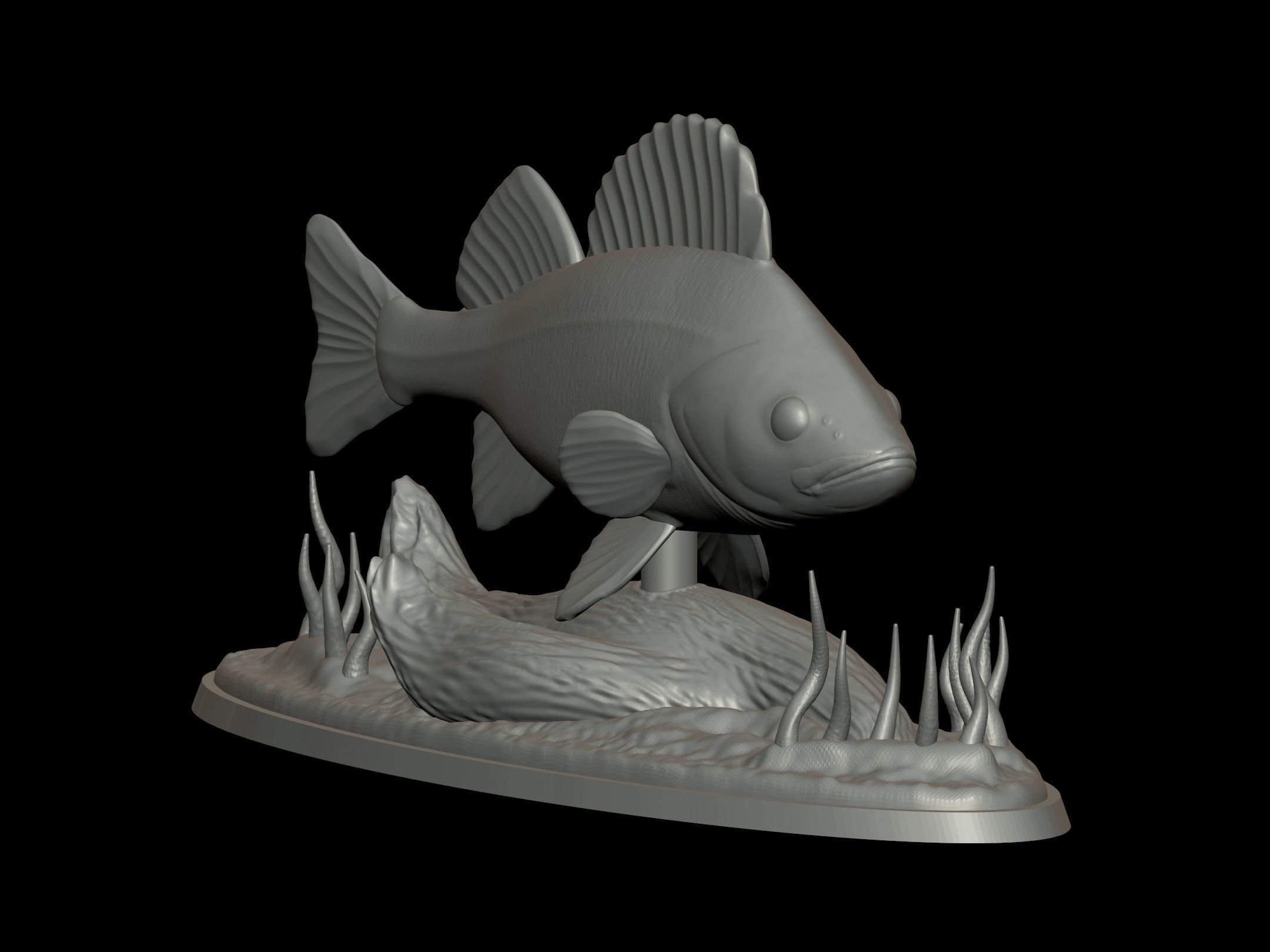 BIG PERCH UNDERWATER STATUE DETAILED TEXTURE FOR 3D PRINTING 3D print model_8