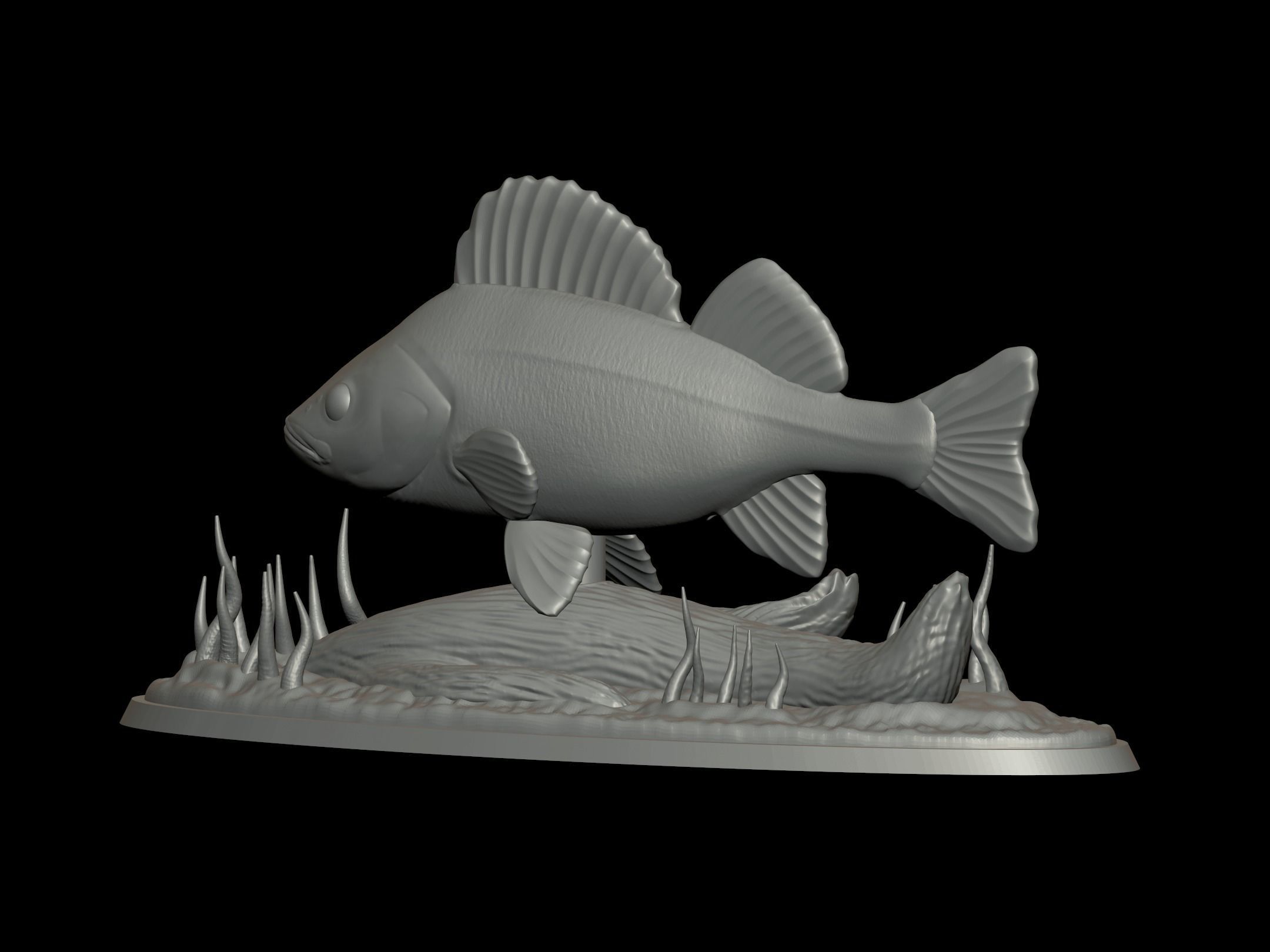 BIG PERCH UNDERWATER STATUE DETAILED TEXTURE FOR 3D PRINTING 3D print model_9