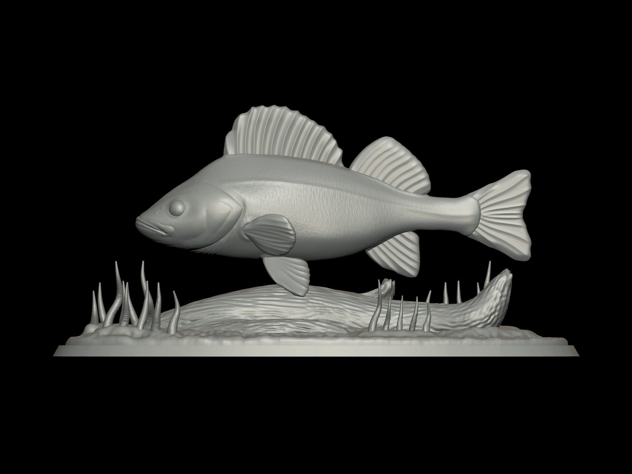 BIG PERCH UNDERWATER STATUE DETAILED TEXTURE FOR 3D PRINTING 3D print model_13