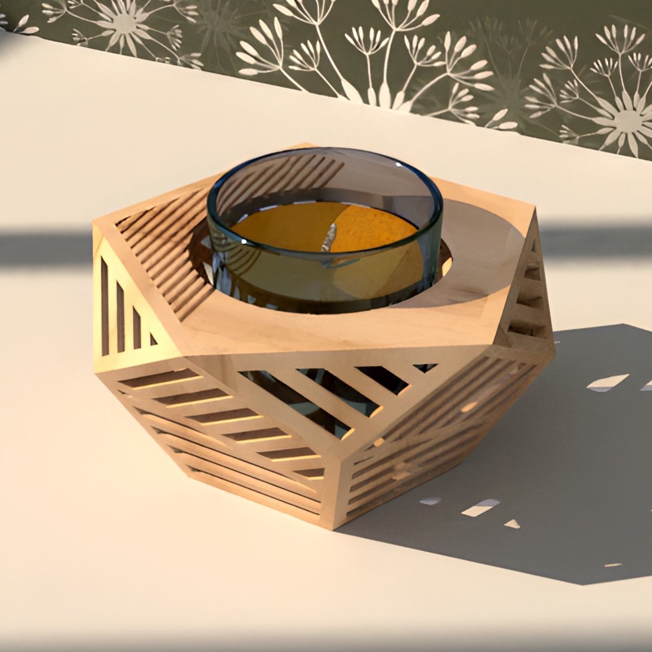 Portavelas y caja de almacenamiento poligonal archivo stl 3D print model_3