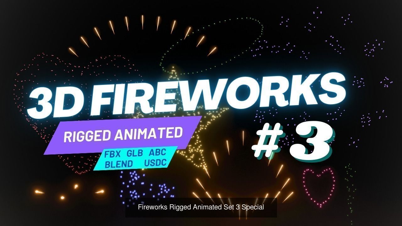 40 Fireworks Animated Rigged fbx glb blend abc usdc 3D Model Collection_8