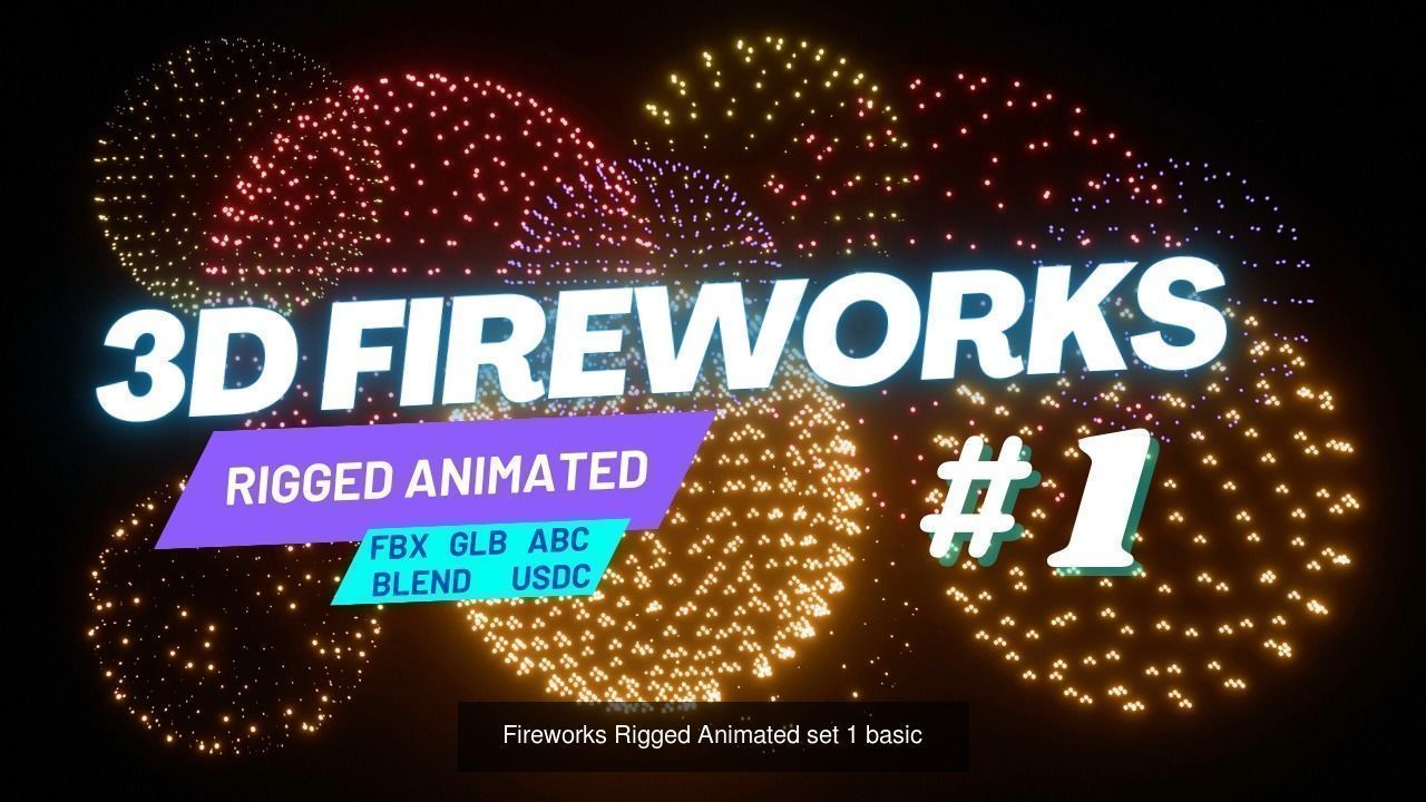 40 Fireworks Animated Rigged fbx glb blend abc usdc 3D Model Collection_6