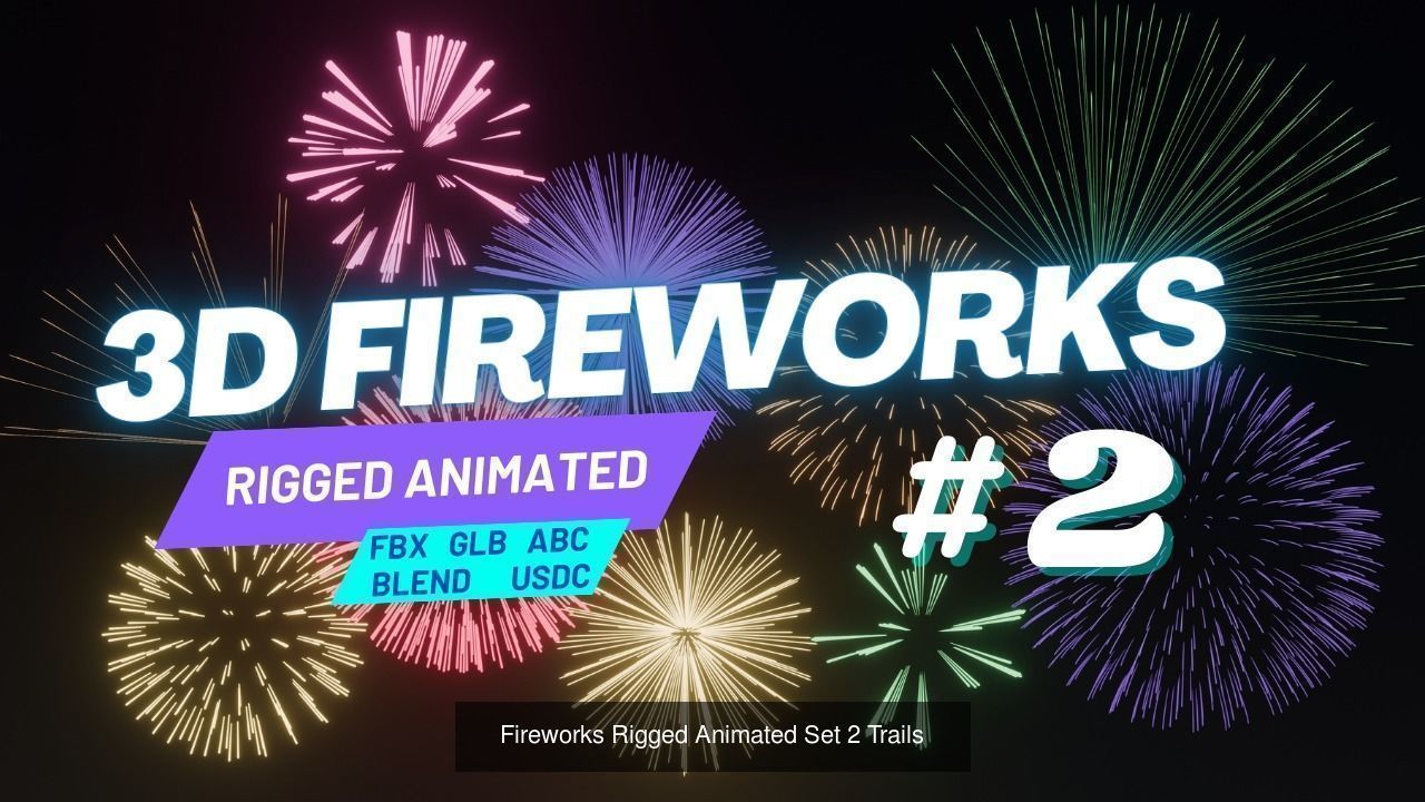40 Fireworks Animated Rigged fbx glb blend abc usdc 3D Model Collection_7