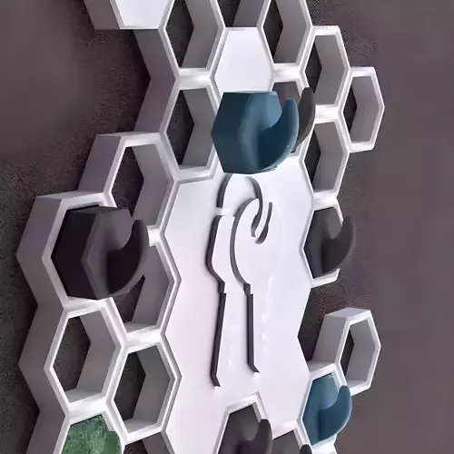 Soporte de pared para llaves con ganchos 3D print model