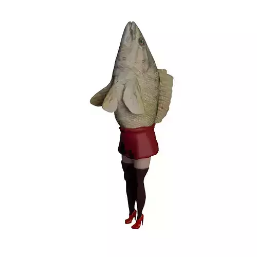 Fish lady reverse mermaid Low-poly 3D model