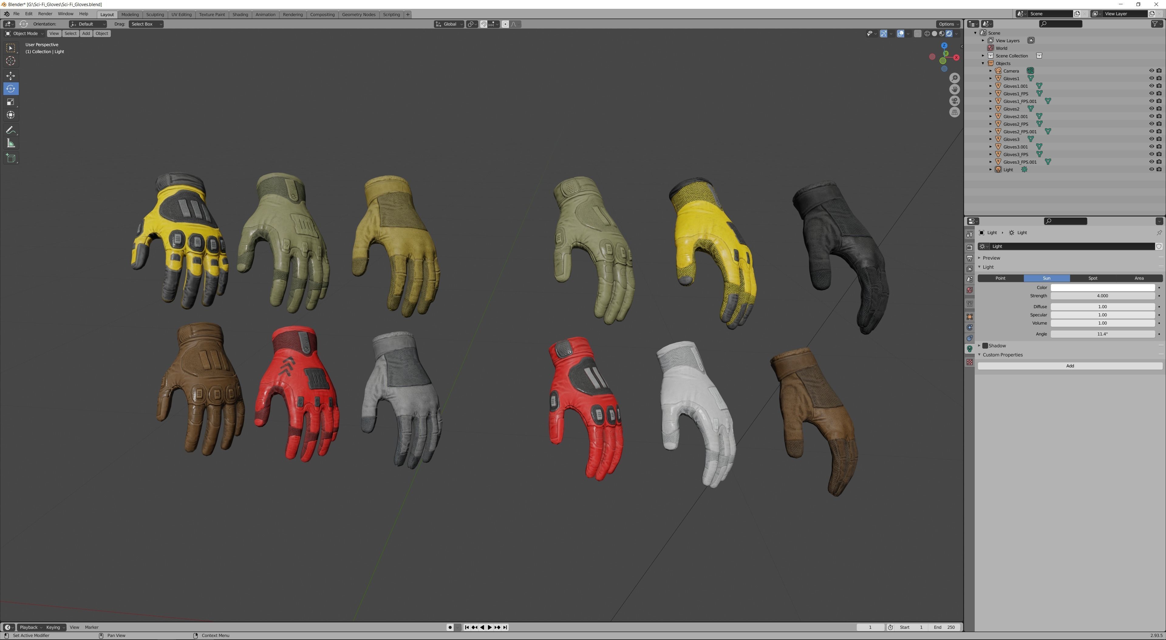 Sci-Fi Gloves Low-poly 3D model_4