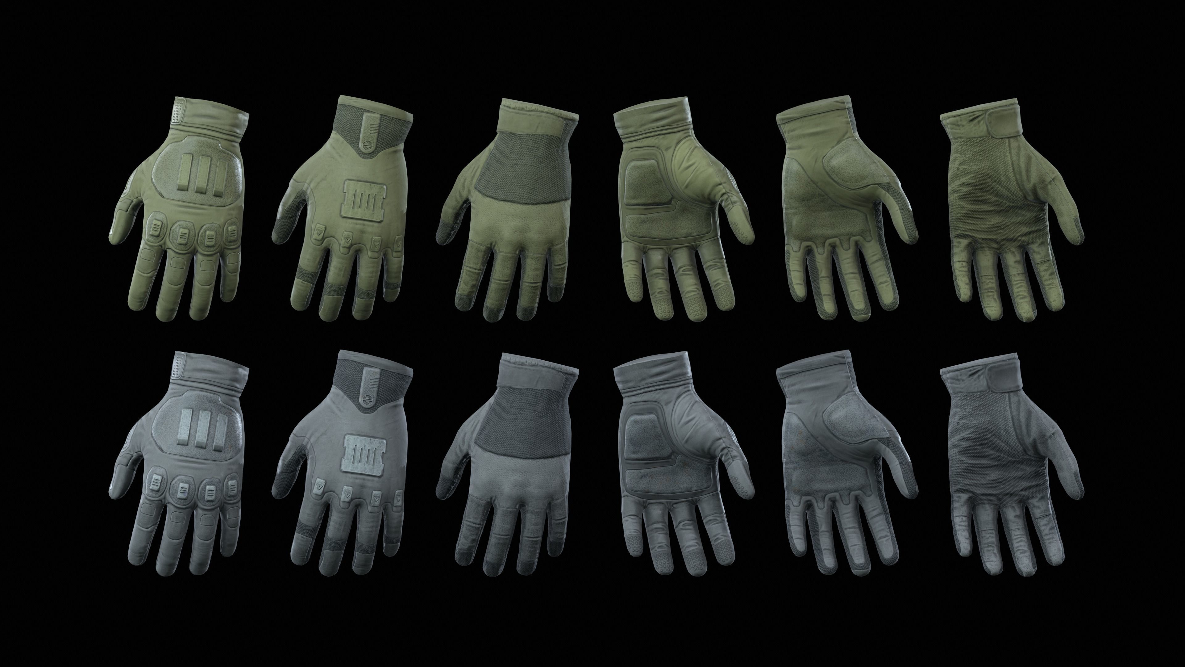 Sci-Fi Gloves Low-poly 3D model_7