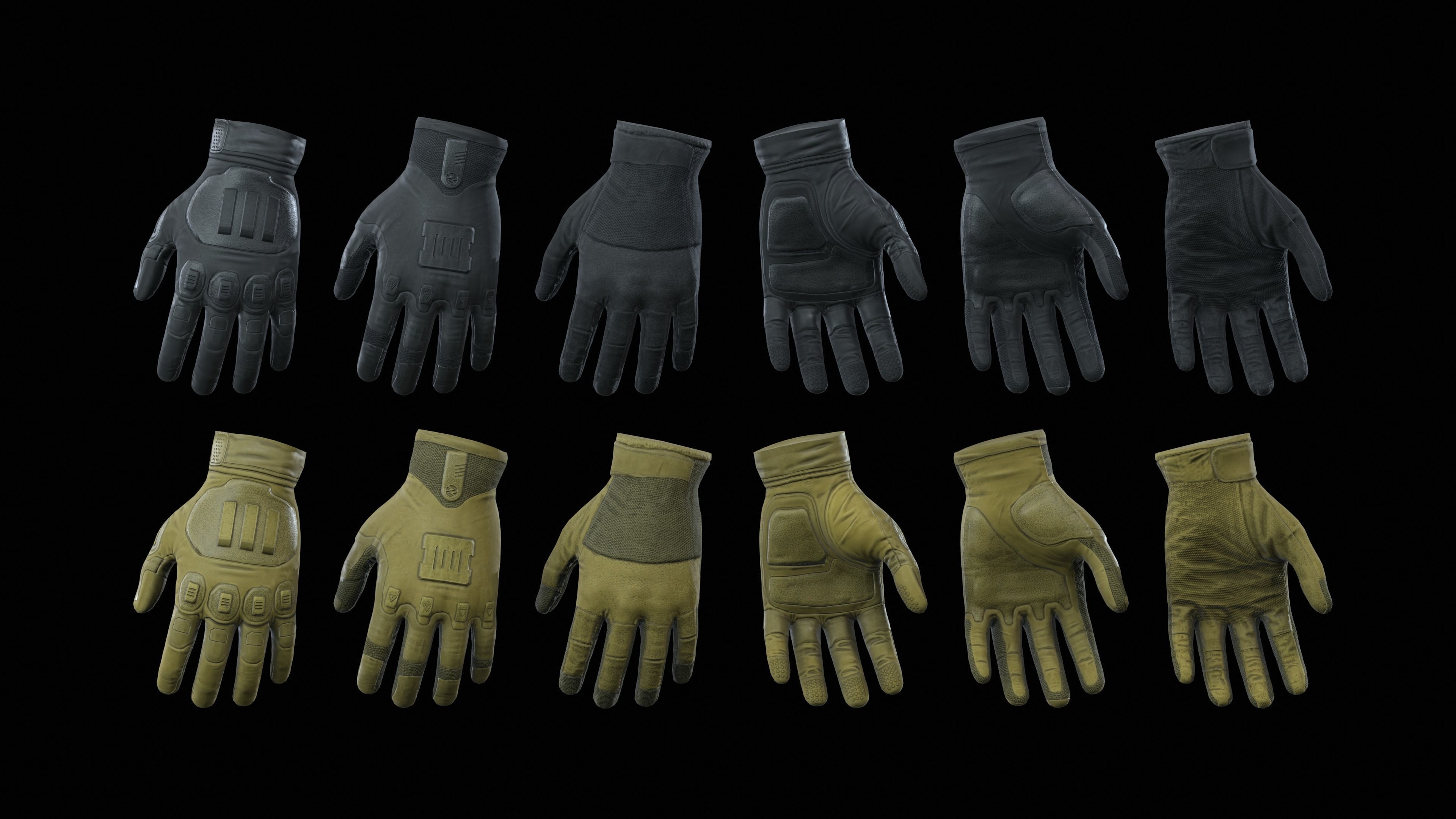 Sci-Fi Gloves Low-poly 3D model_9