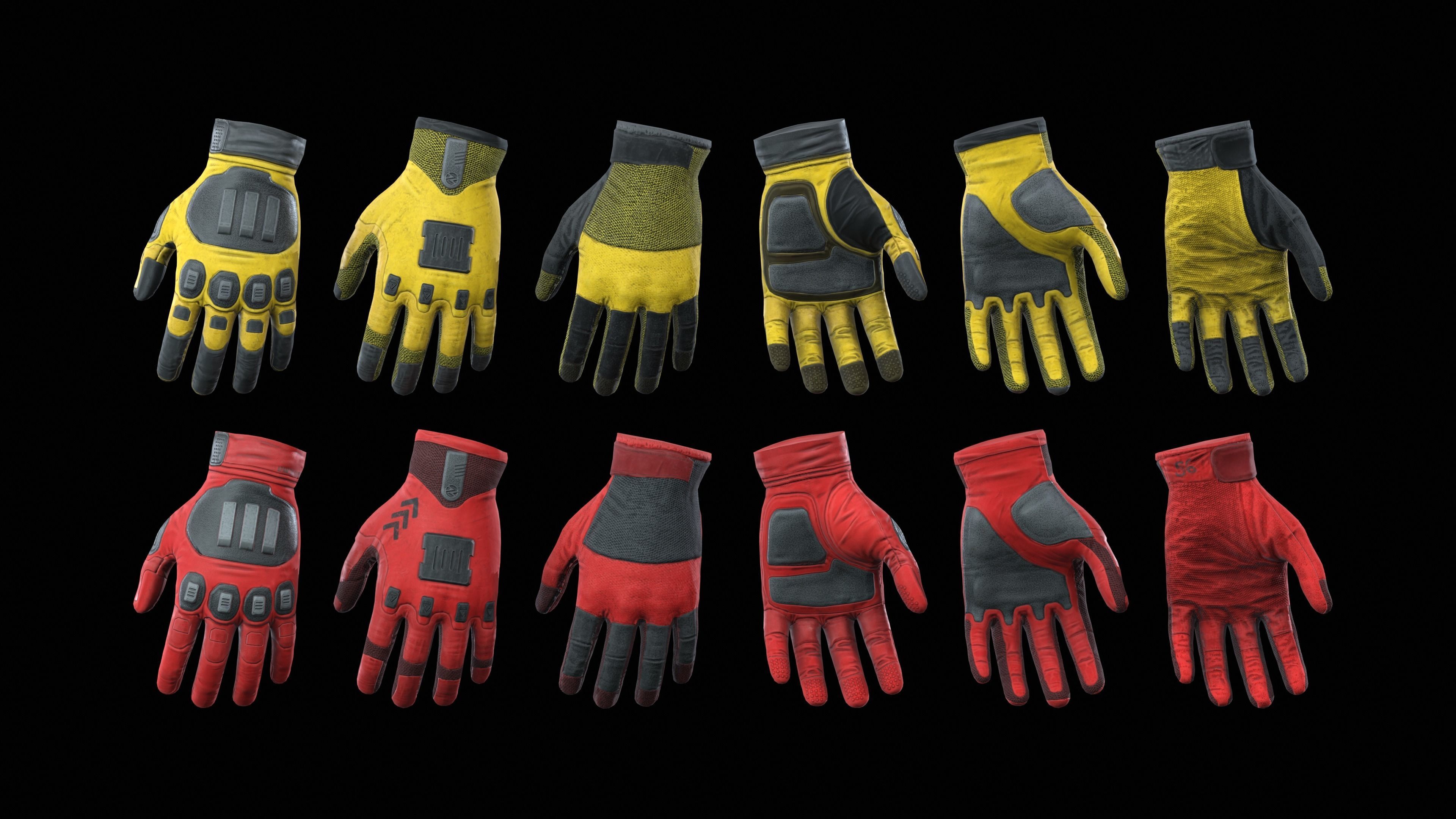 Sci-Fi Gloves Low-poly 3D model_6