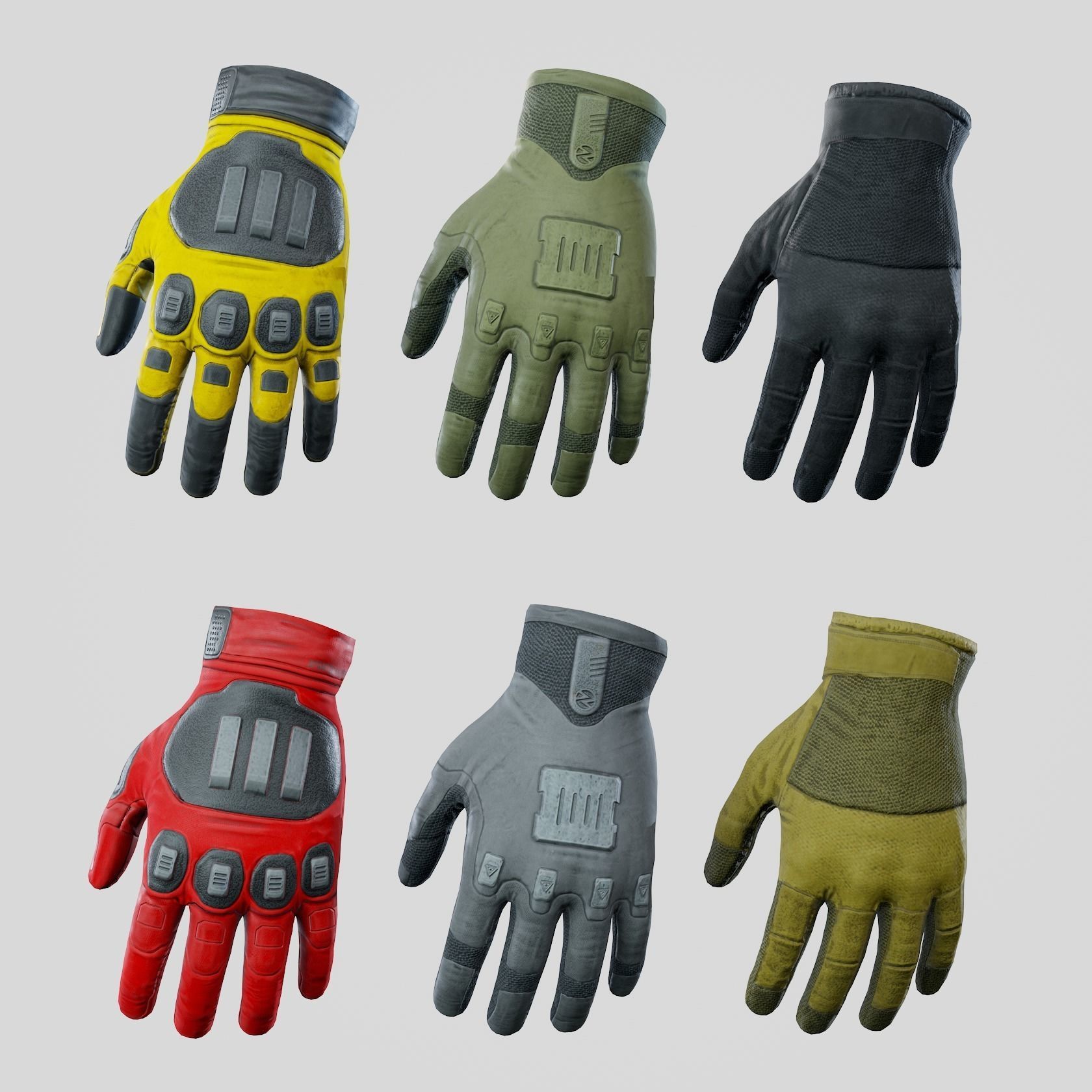 Sci-Fi Gloves Low-poly 3D model_5