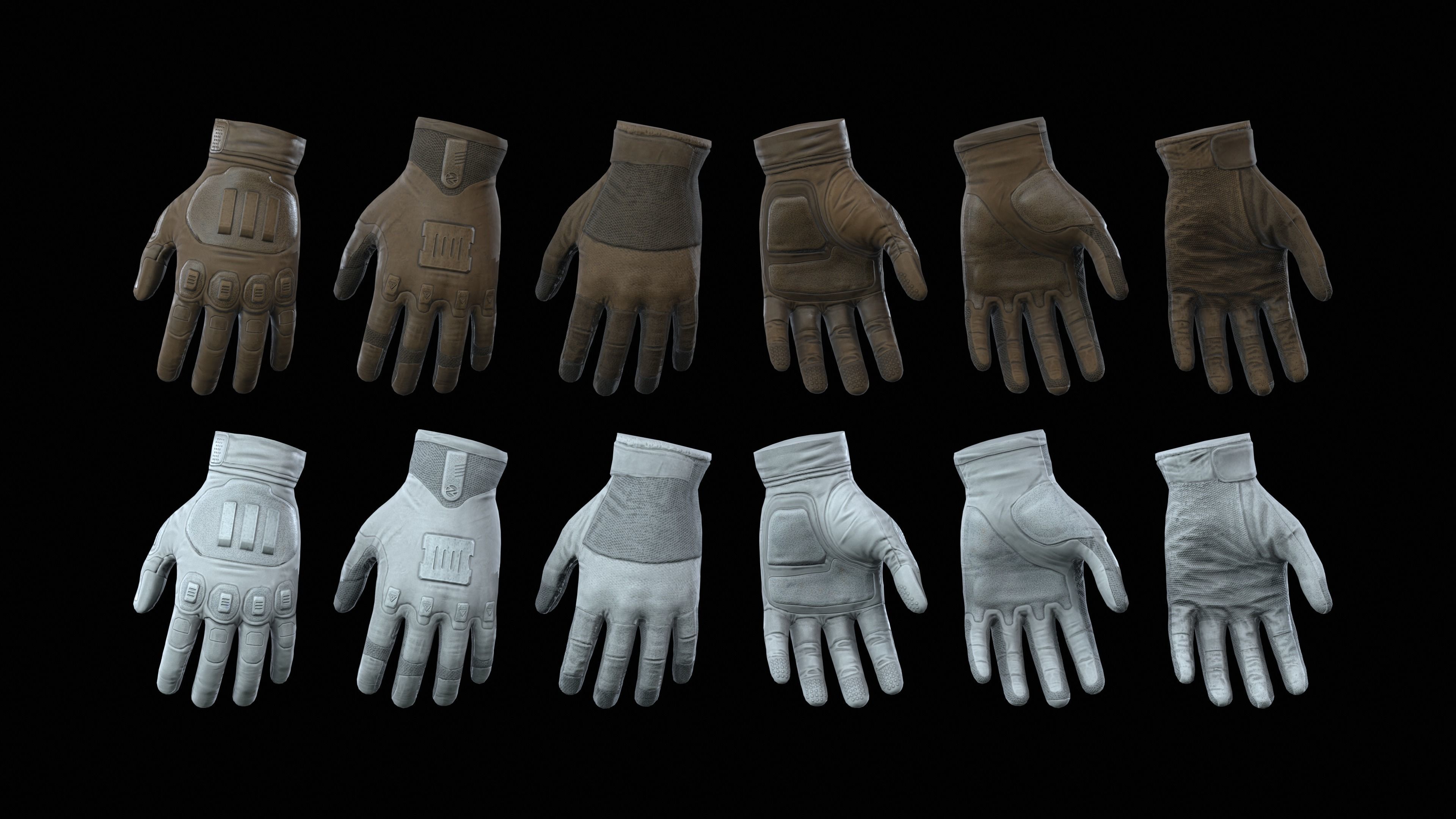 Sci-Fi Gloves Low-poly 3D model_8