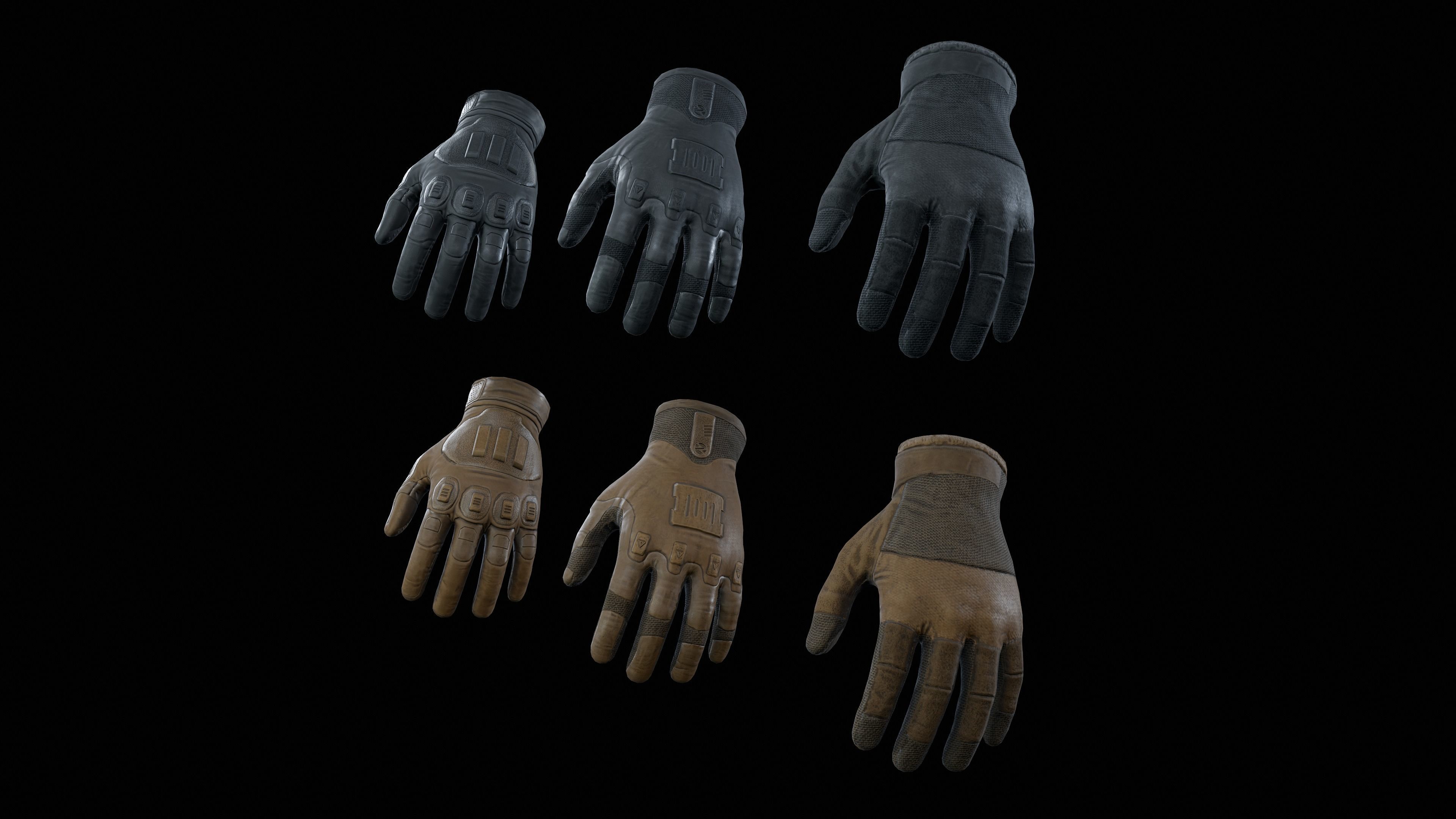 Sci-Fi Gloves Low-poly 3D model_10