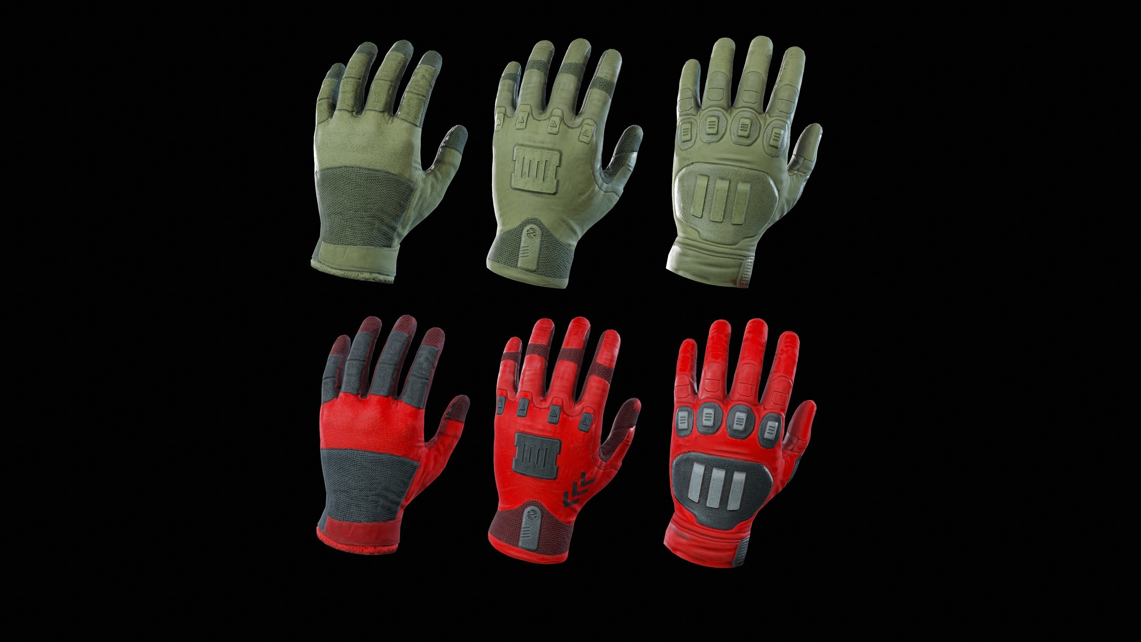 Sci-Fi Gloves Low-poly 3D model_12