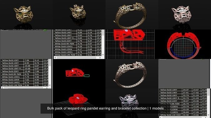 Bulk pack of leopard ring pandet earring and bracelet collection 