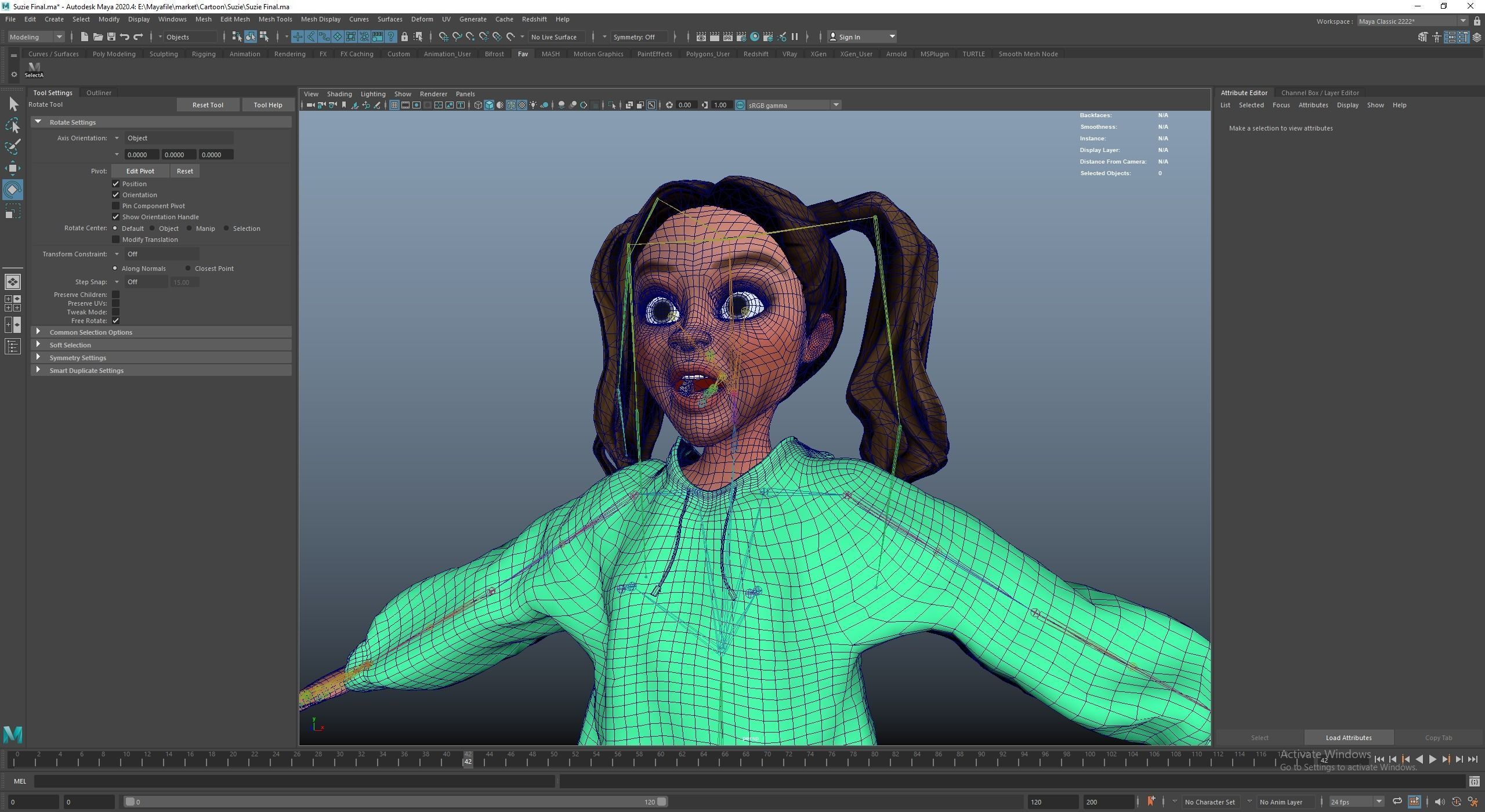 Game Cartoon Girl Character Suzie rigged Low-poly 3D model_16