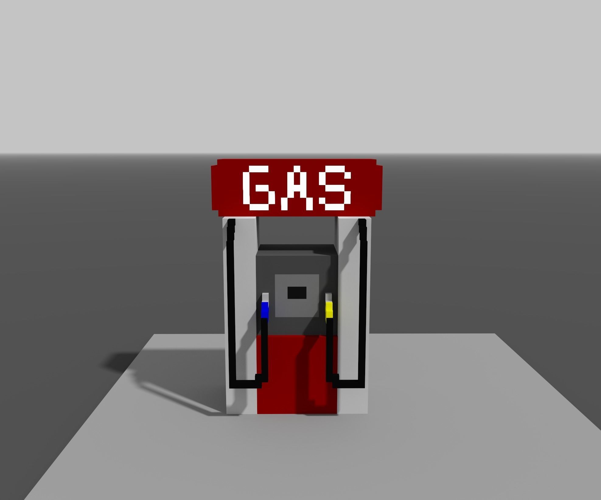 Voxel Gas Station  Low-poly 3D model_1
