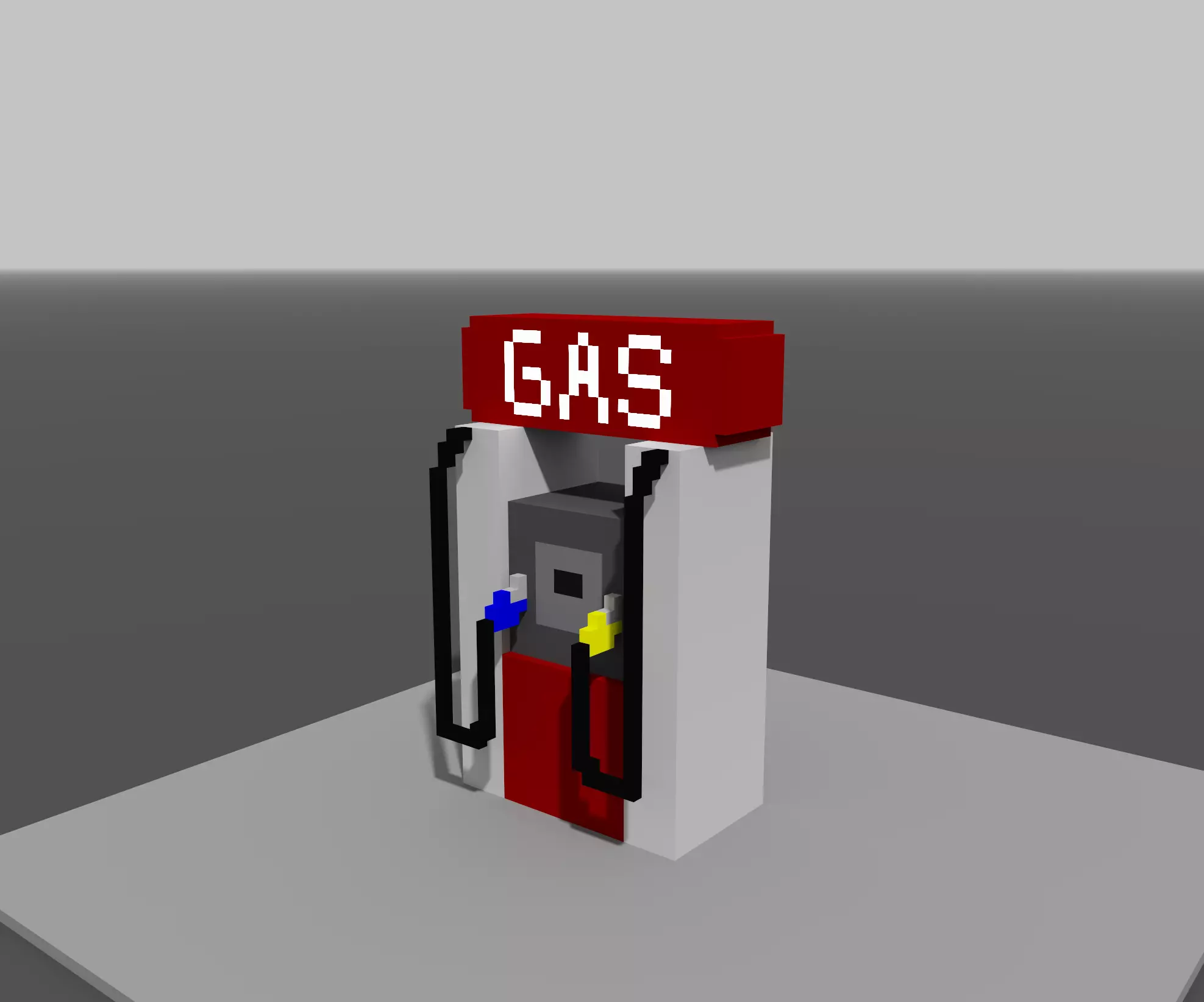 Voxel Gas Station  Low-poly 3D model_0