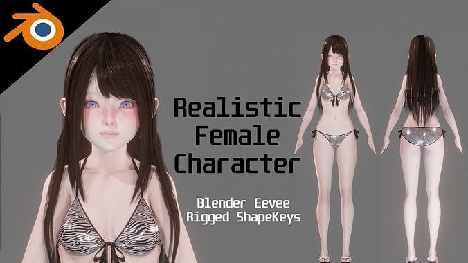 Bikini Model - Realistic Female Character - Blender Eevee  Low-poly 3D model
