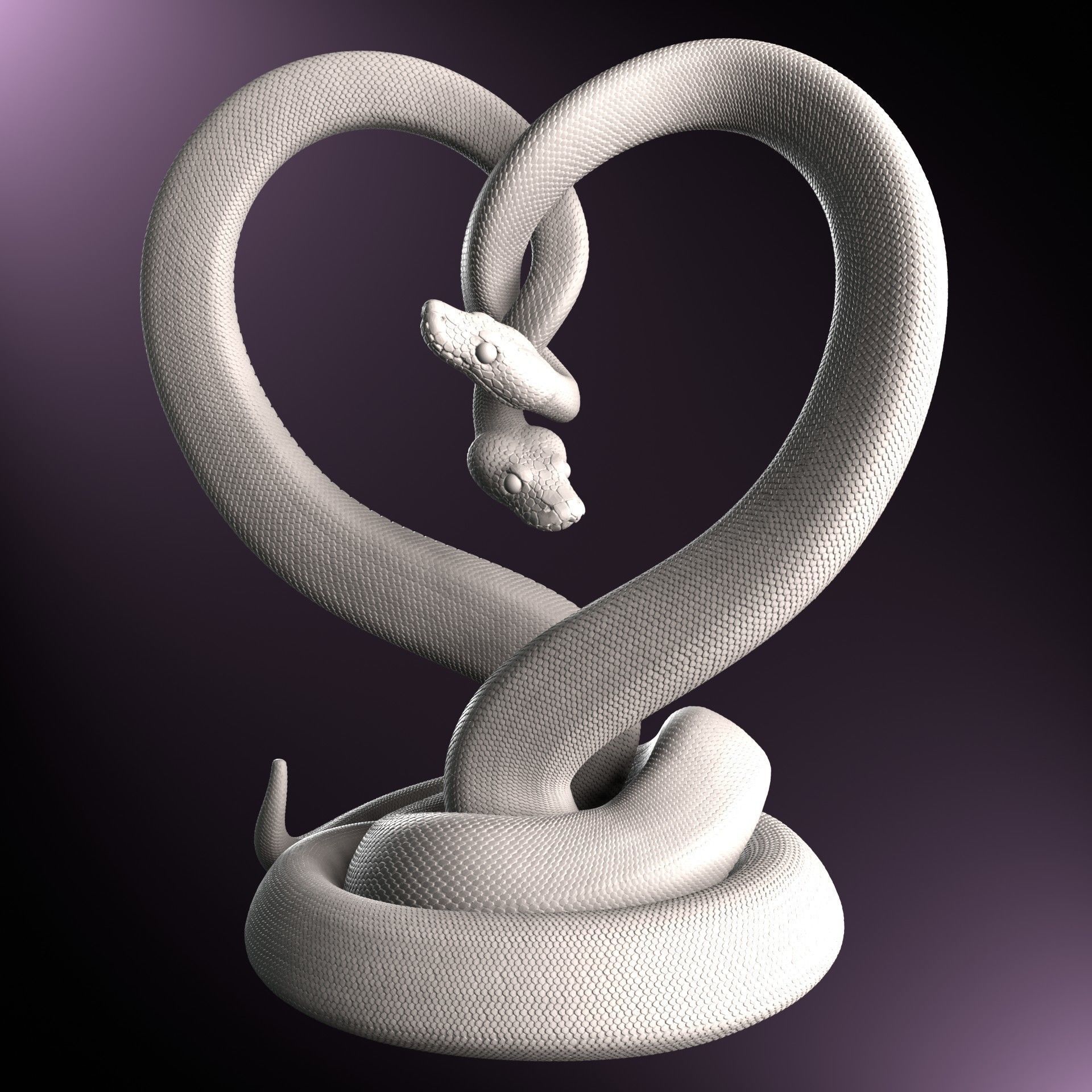 Valentines Day Ball Python Heart 3D Print Model 3D print model_1