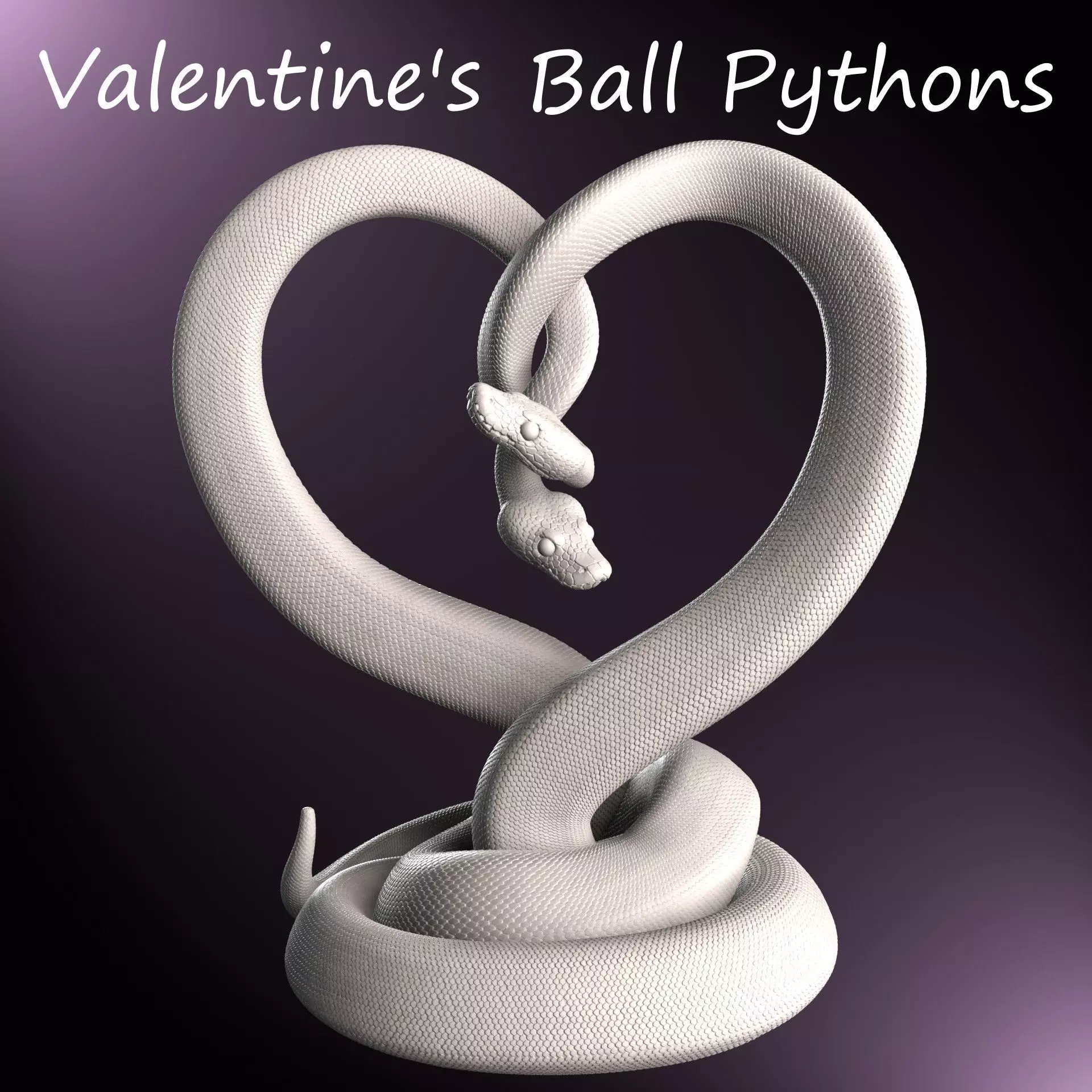 Valentines Day Ball Python Heart 3D Print Model 3D print model_0