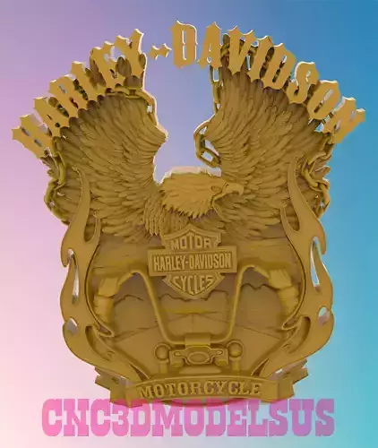 Harley Davidson with Eagle in front 3D MODEL STL FILE FOR CNC 3D print model