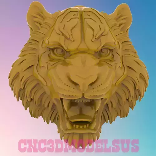 Tiger Head 3D MODEL STL FILE FOR CNC ROUTER LASER  3D print model
