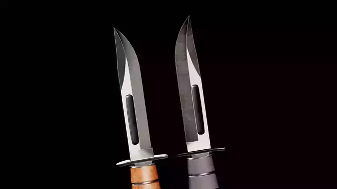 Metal and Wood Kabar Knife Low-poly 3D model