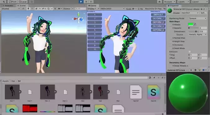 Hair Twin Tails Unity Prefab Zepeto 3D Item H54 3D model