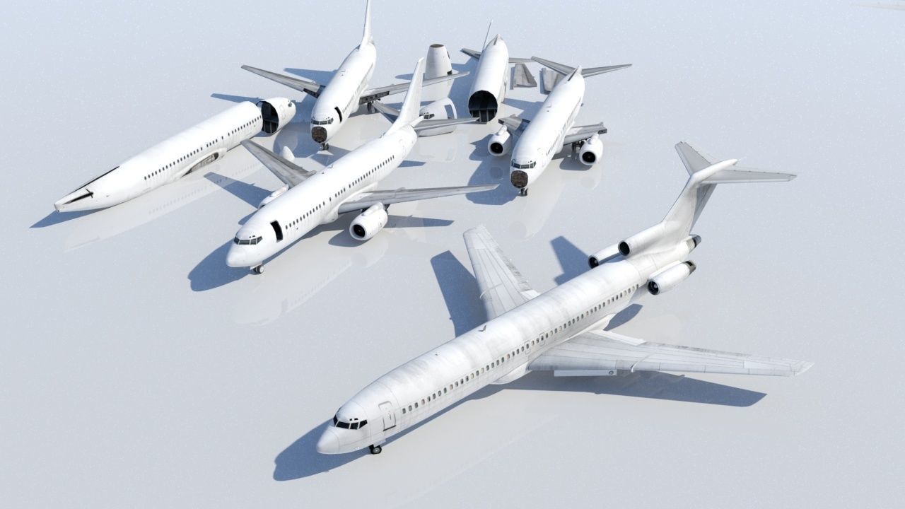 B727-200 derelict scrapyard low poly Low-poly 3D model_13