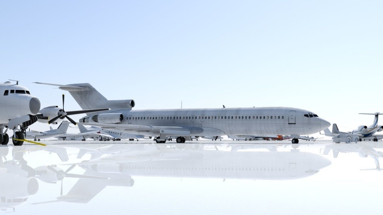 B727-200 derelict scrapyard low poly Low-poly 3D model_15