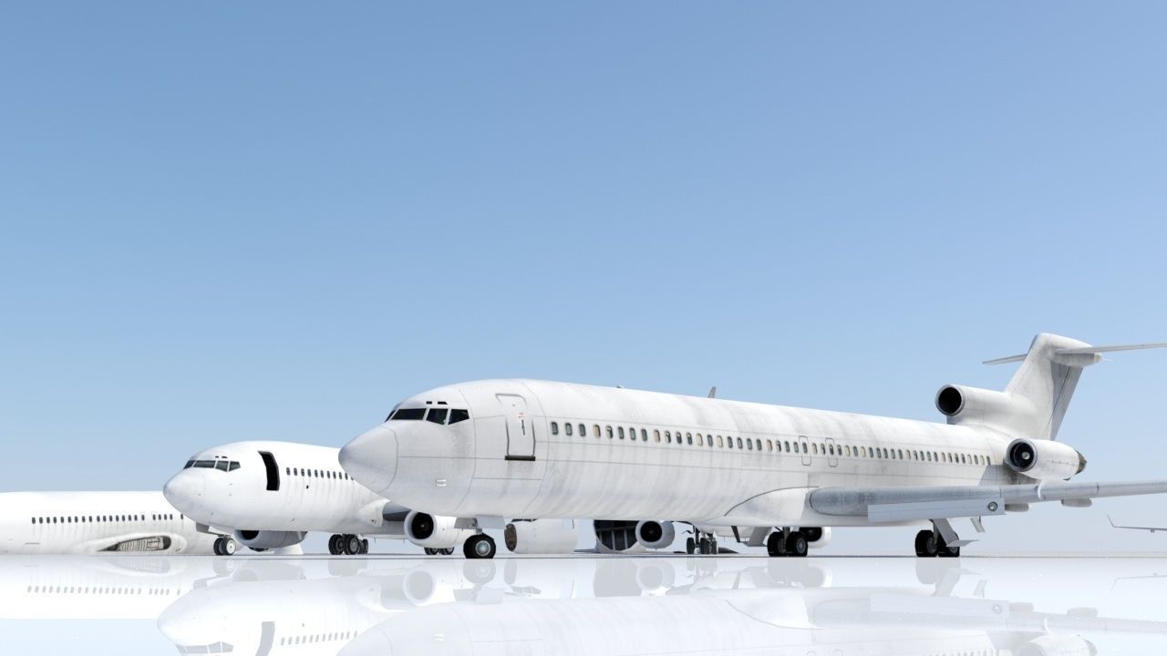 B727-200 derelict scrapyard low poly Low-poly 3D model_14