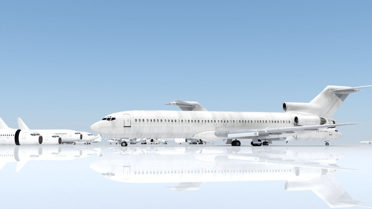 B727-200 derelict scrapyard low poly Low-poly 3D model_8
