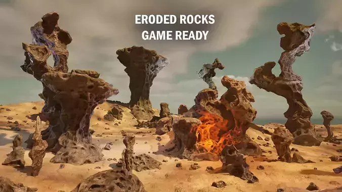 Eroded rocks Low-poly 3D model