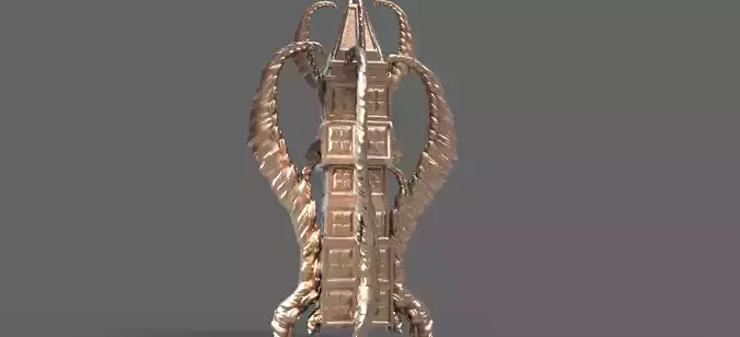 Eldritch Spine Tower Obelisk  Low-poly 3D model