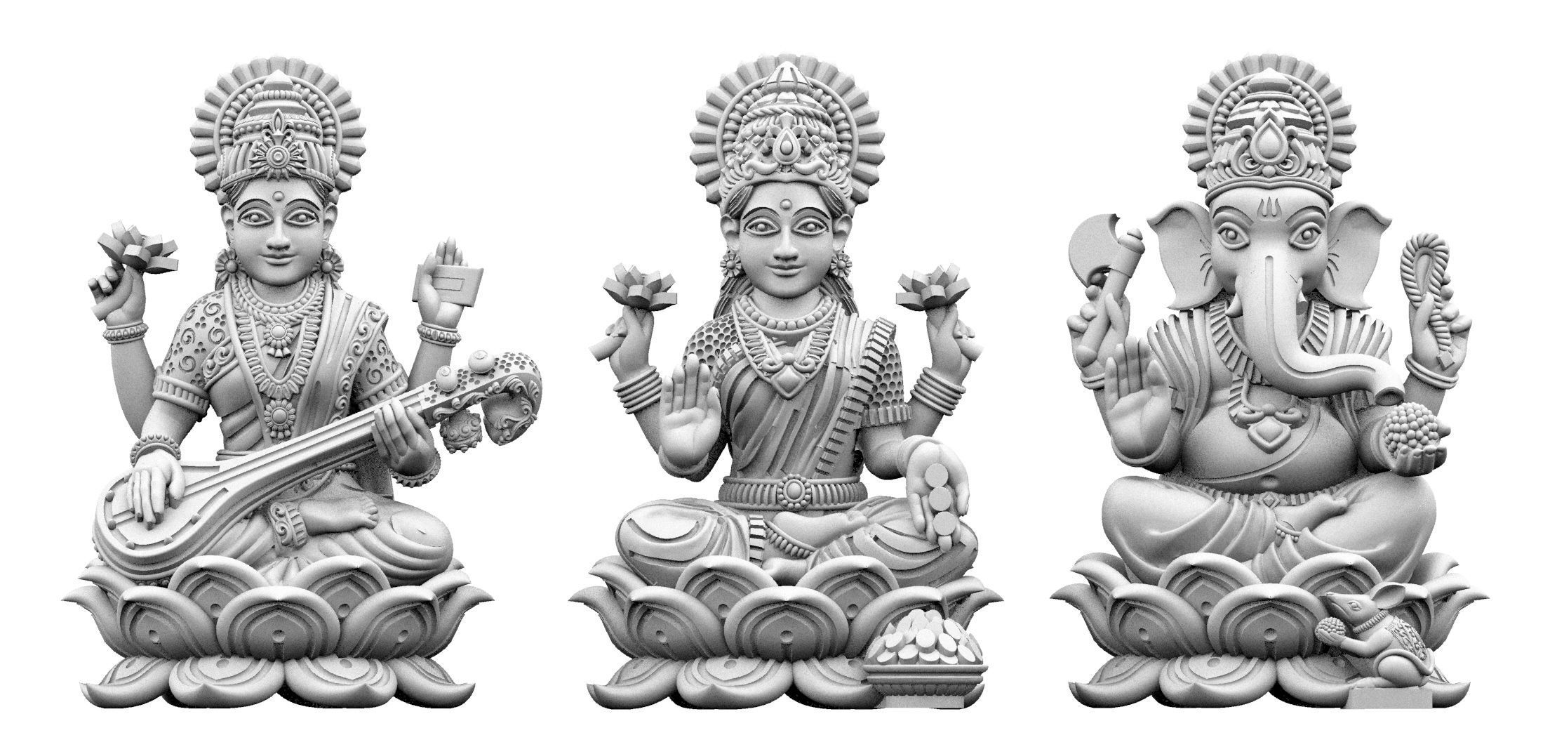 LaxmiJi SarswatiJi  GaneshJi 3D print model_1