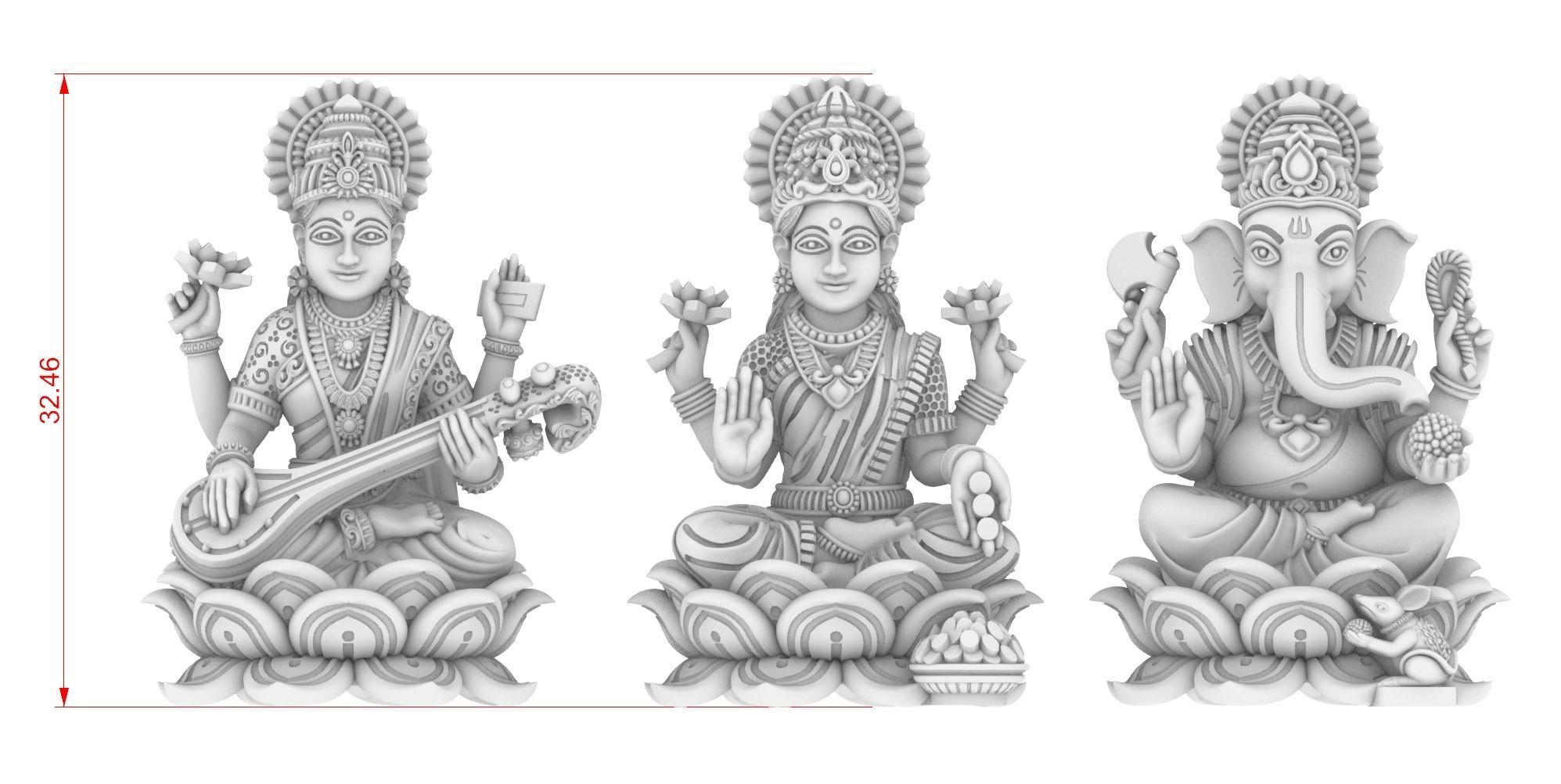 LaxmiJi SarswatiJi  GaneshJi 3D print model_6