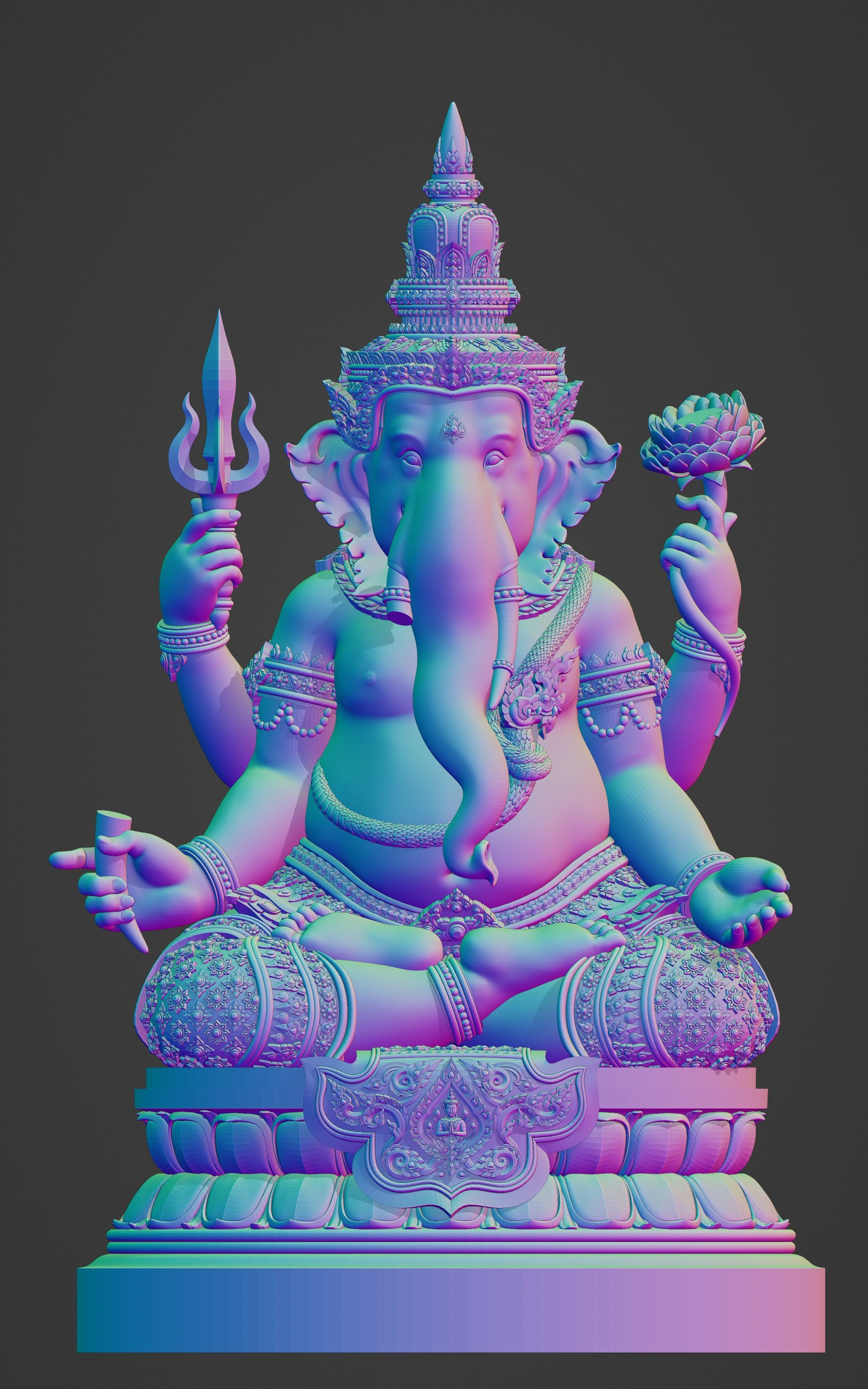 Ganesha 3D sculpture Thai art 3D model 3D printable | CGTrader