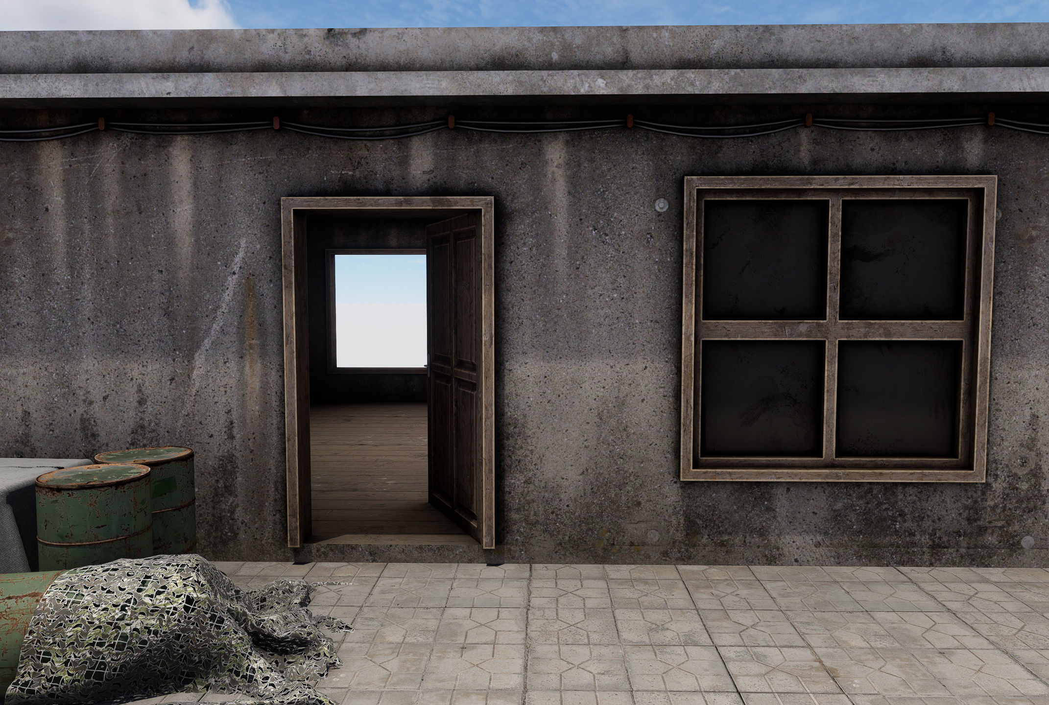 Old Building game ready  Low-poly 3D model_14