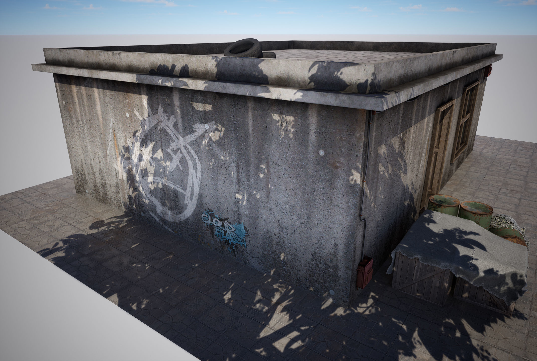 Old Building game ready  Low-poly 3D model_1