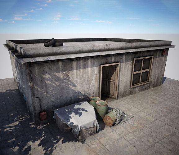 Old Building game ready  Low-poly 3D model