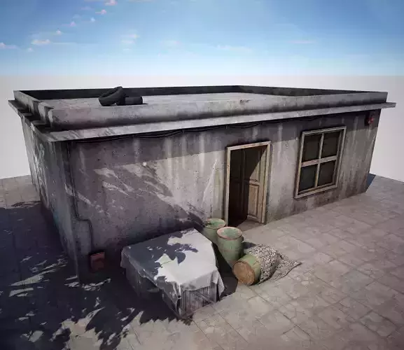 Old Building game ready  Low-poly 3D model