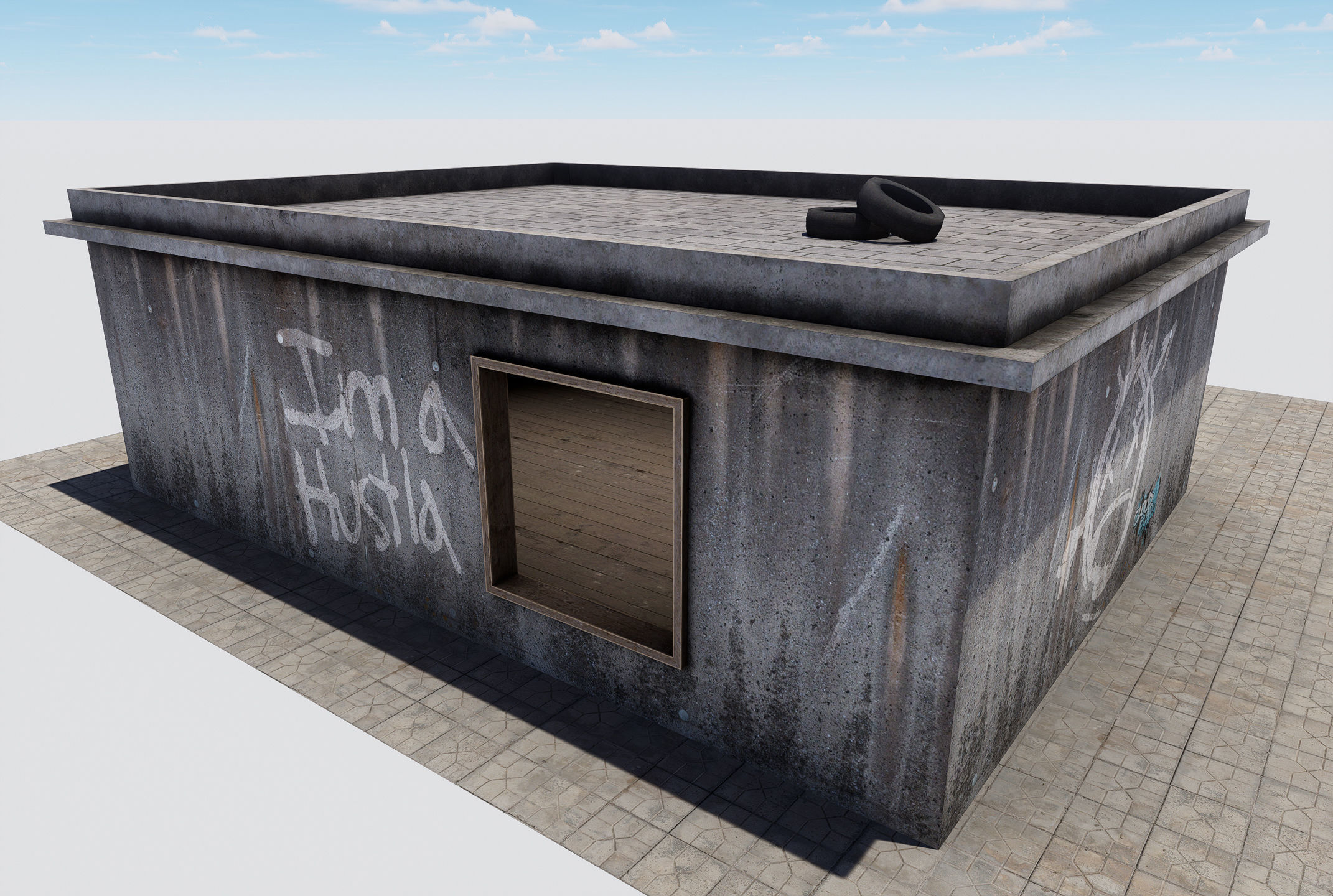 Old Building game ready  Low-poly 3D model_6