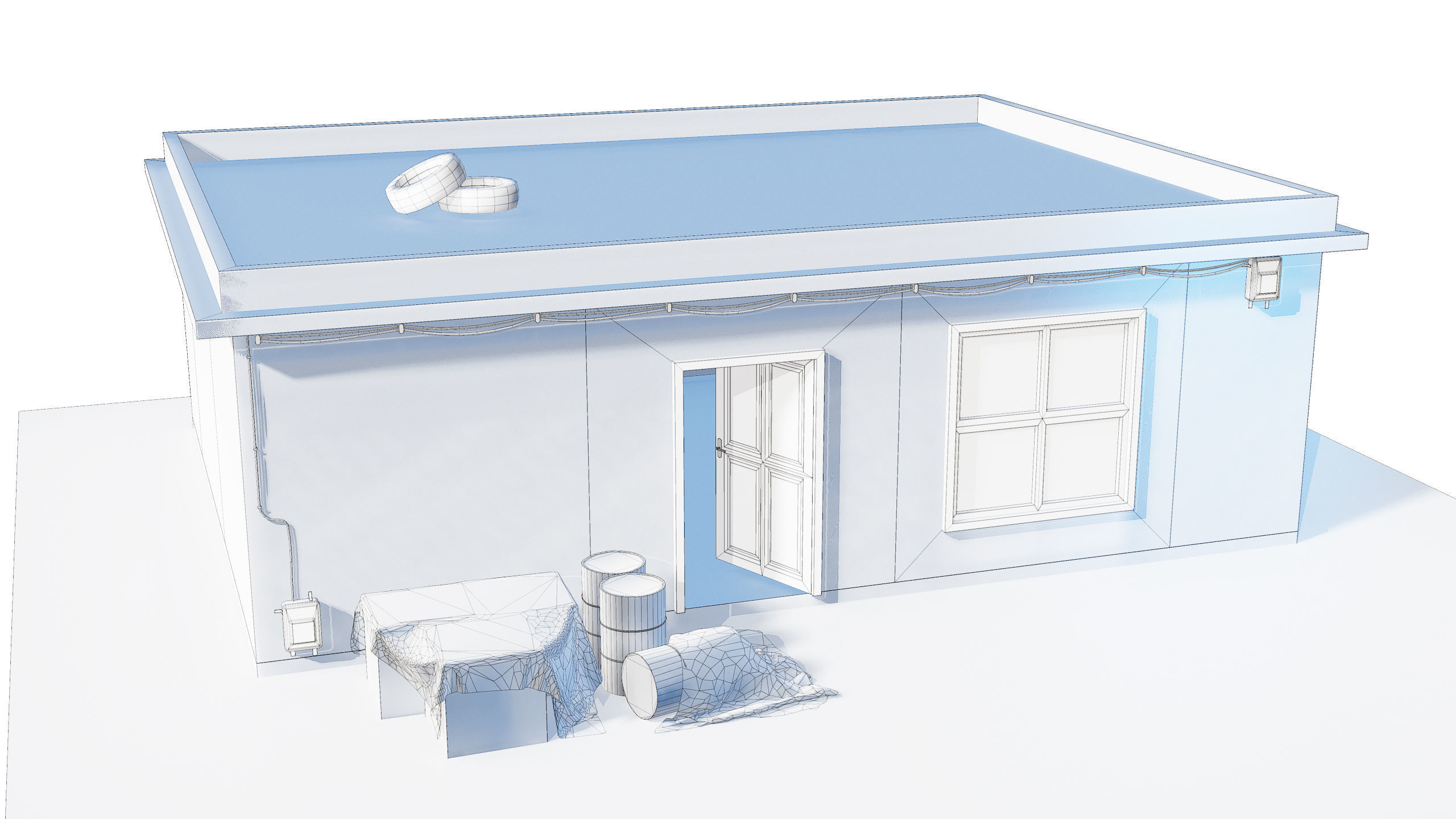 Old Building game ready  Low-poly 3D model_2